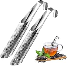2 Pack Tea Infuser for Loose Tea, Long Handle Tea Strainers Stainless Steel Tea Filter Tea Strainer Pipe Tea Diffuser for Fine Loose Tea Leaf Herbal Tea Spices
