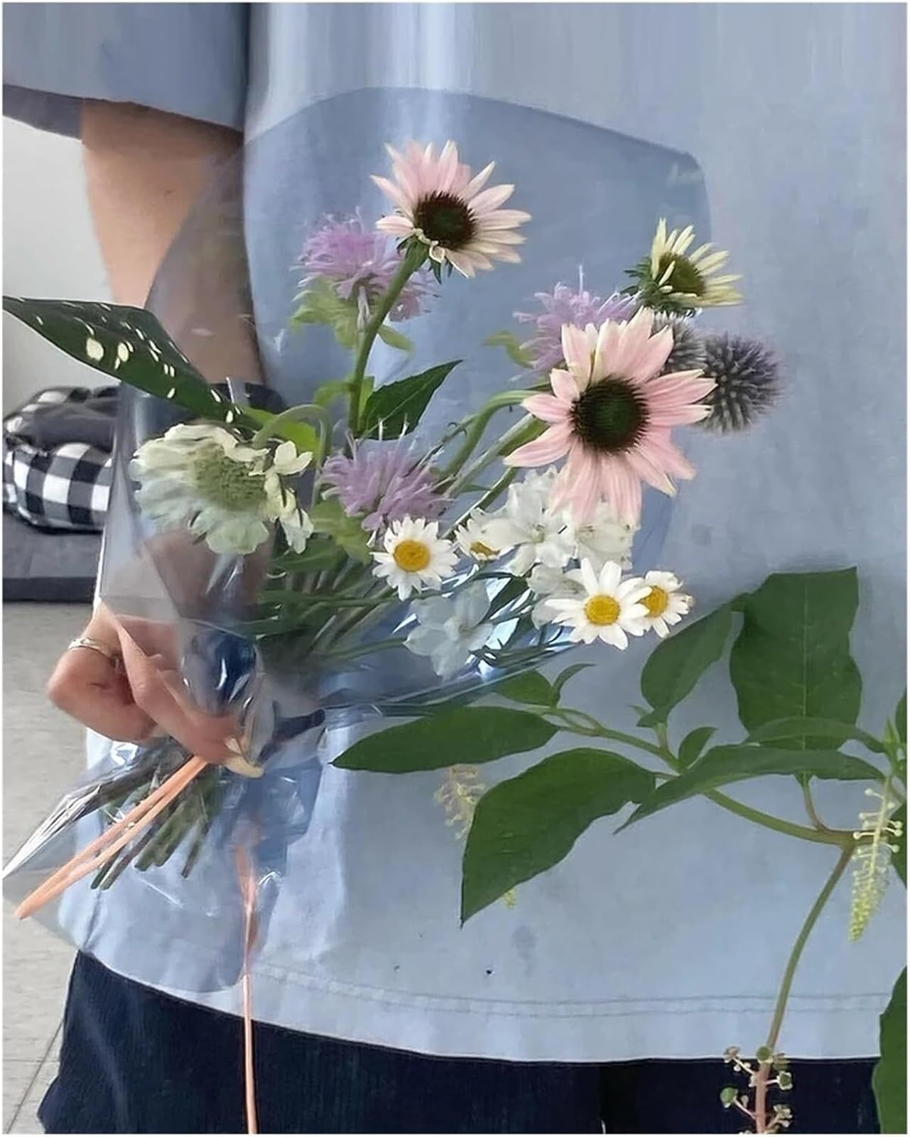 Papier do pakowania bukietów, 56 cm 10 jardów Rolka Kolor Przezroczysty OPP Celofan Kwiaty Opakowanie Materiały Kwiaciarni