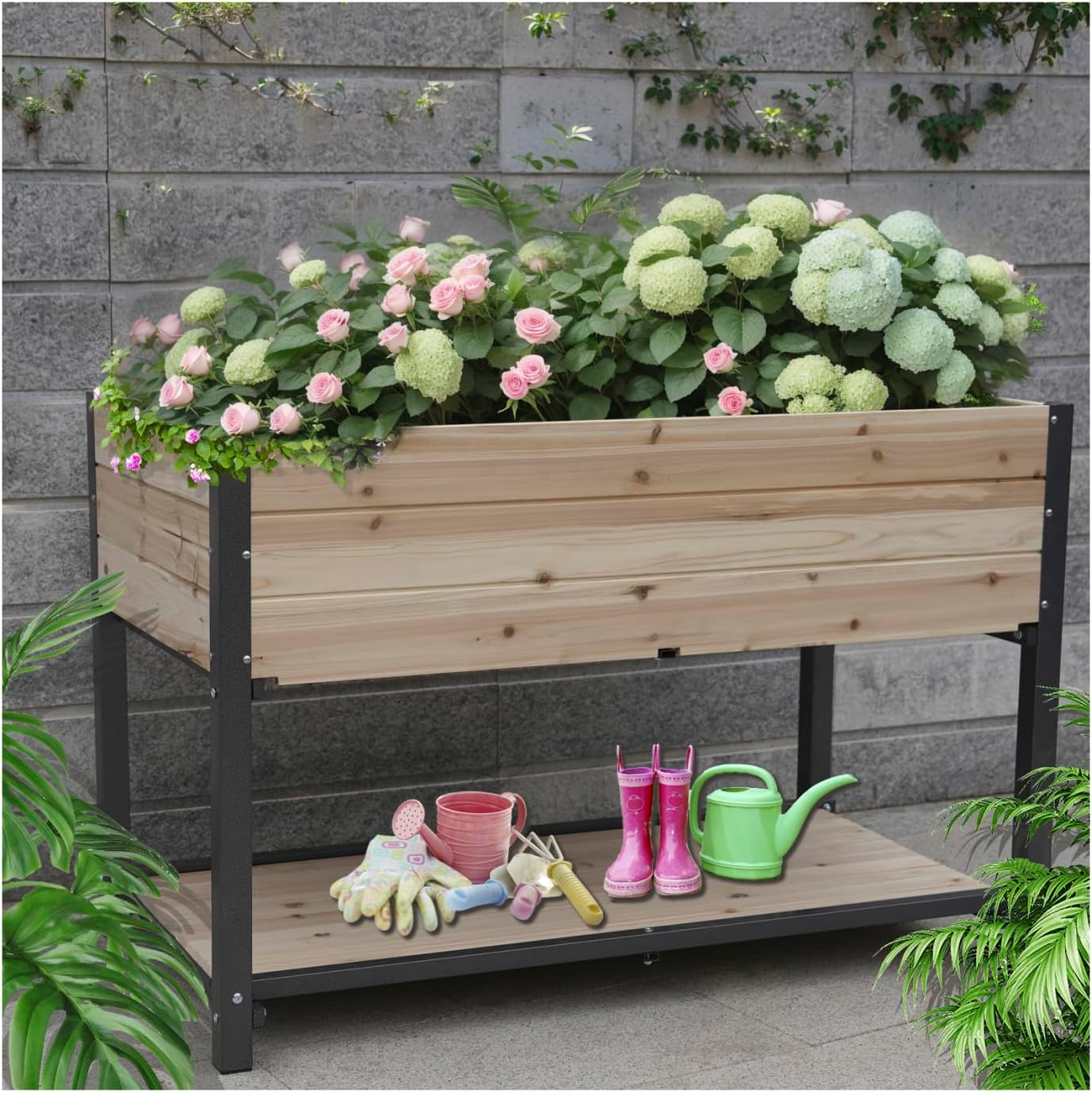 TURRIDU Raised Garden Bed Planter Box with IronWood Legs