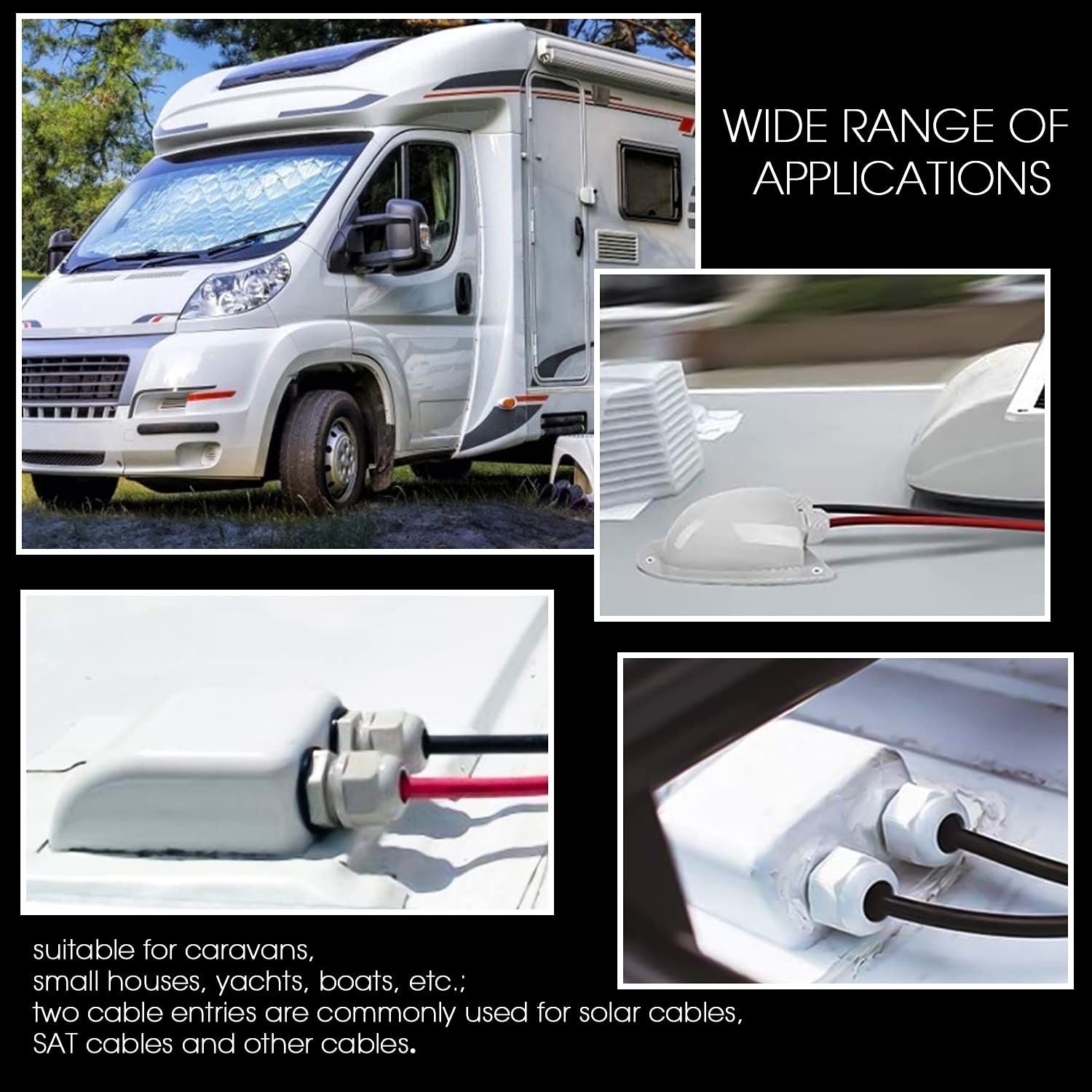 Passacavo per Tetto 2/1 Cable Entry ABS Impermeabile Scatola Pressacavo Solare Bianco per Camper Roulotte Barche