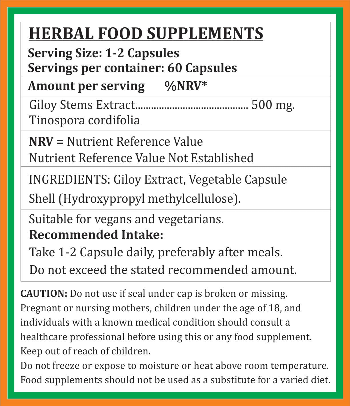 Tinospora Cordifolia (Giloy, Guduchi) Extract Capsules | Highest Potency, 100% Herbal Product | Pack of 60 X 500 mg. Veg. Capsules (Pack of1 Bottle) — Amazon image 5