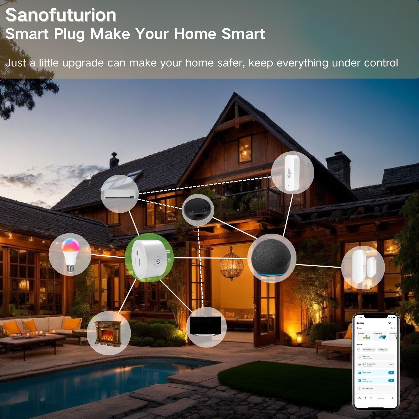 WiFi Smart Plug Compatible with Alexa Google Home WiFi Outlet for Remote Control Timer and Schedule Function No — view 7