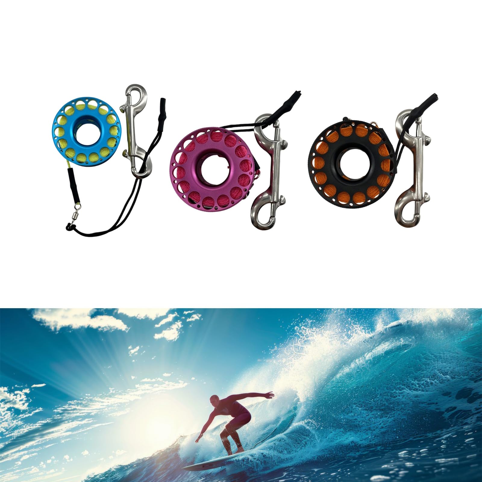 Scubas Diving Reel Finger Line Spool Mit Double Ended Bolt Snapping Clip Freediving Finger Spools Dives Reel Einfach Zu Verwendendes Technisches Tauchzubehör