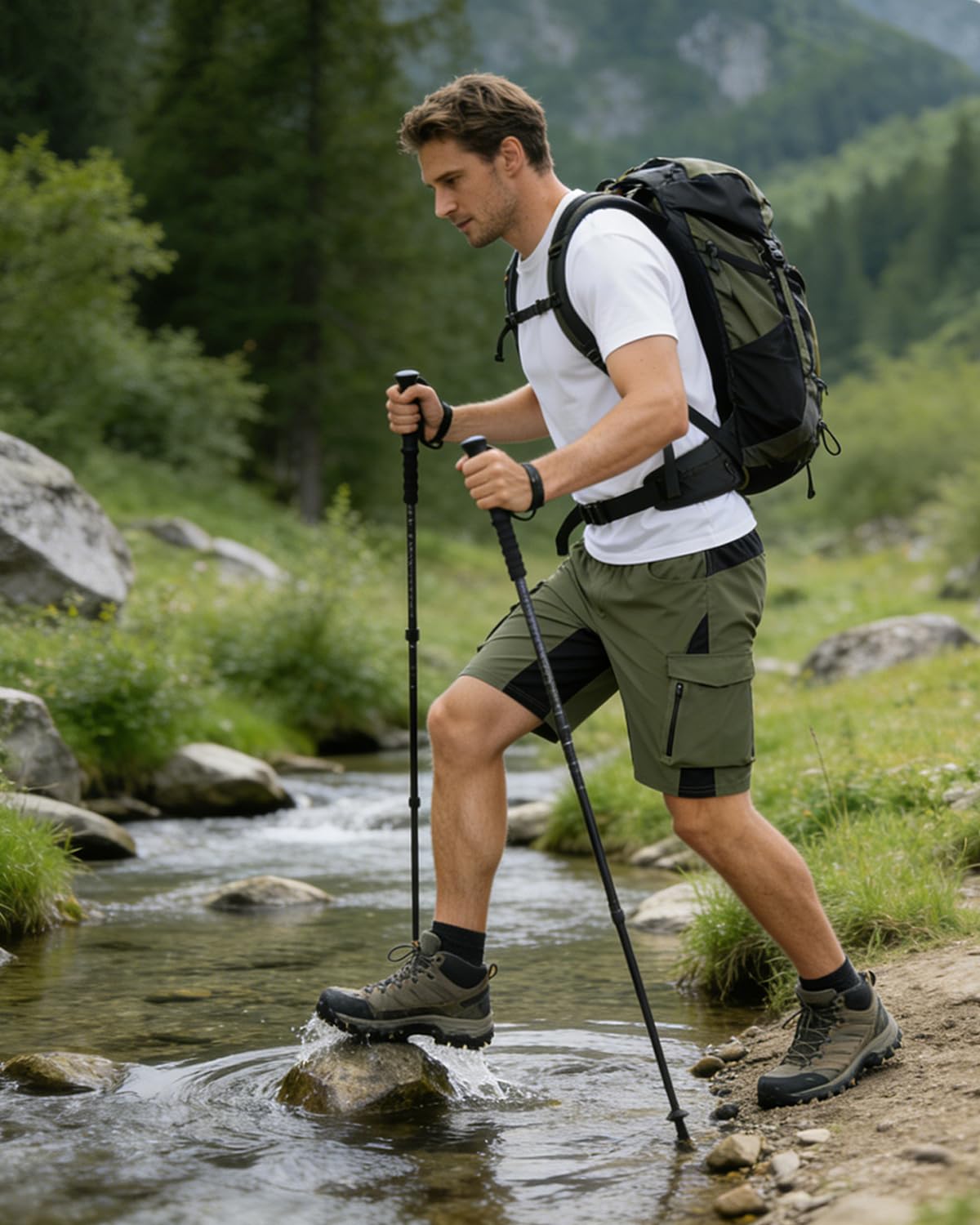 VAYAGER Short Cargo de Randonnée pour Homme, Léger et à Séchage Rapide avec Poches pour Pêche et Camping