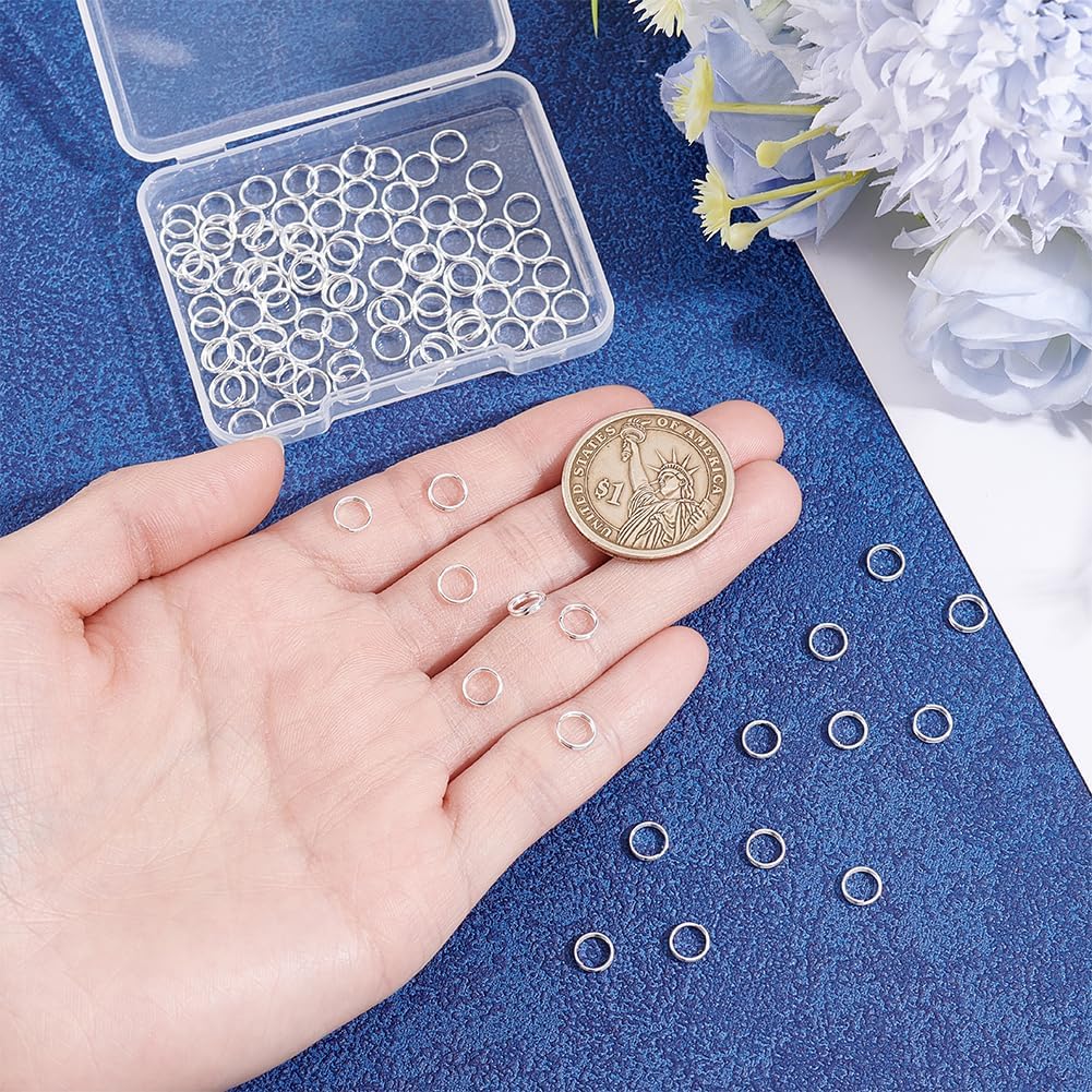 PH PandaHall 100pcs 6mm Split Rings 925 Sterling Silver Plated Round Double Loops Jump Rings Jewelry Connector Circle Clasp for Jewelry Making Necklace Bracelet DIY Crafts