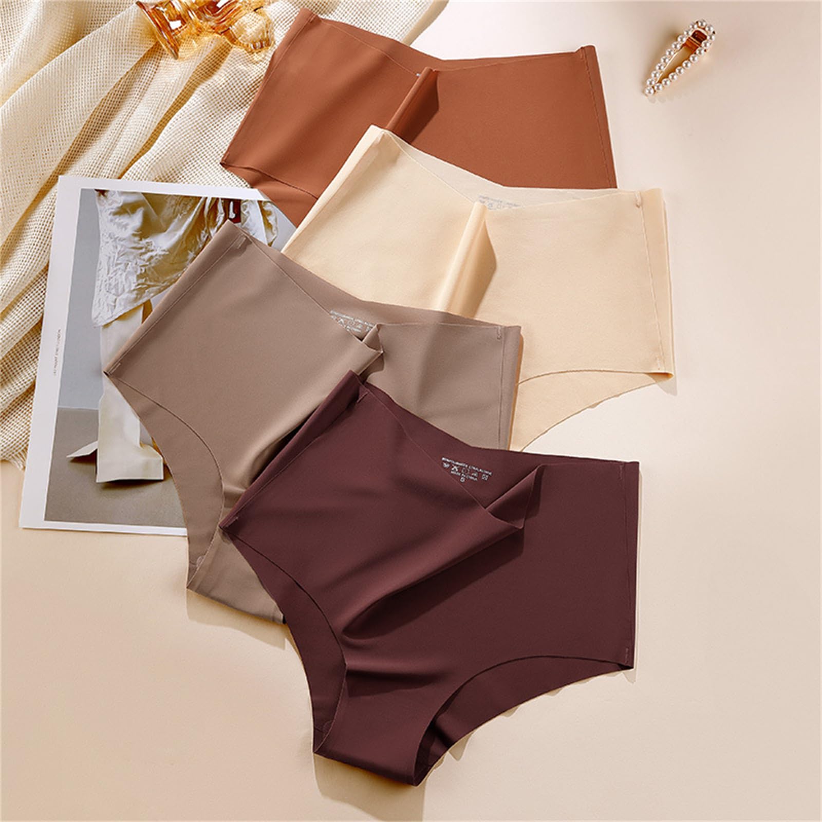 Mutande Donna Biancheria Intima Grande A Vita Alta con Copertura Mezza Anca E Slip da Donna in Seta di Ghiaccio Ad Alta Fessura 3 Confezioni-I-2Xl 63-72,5 kg