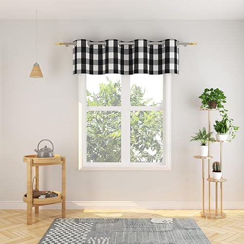 Miniatura 2 de NATUS WEAVER Juego de 3 piezas de cortinas de ventana de cocina de algodón estilo clásico campestre con ojales superiores - Juego de cenefa y nivel