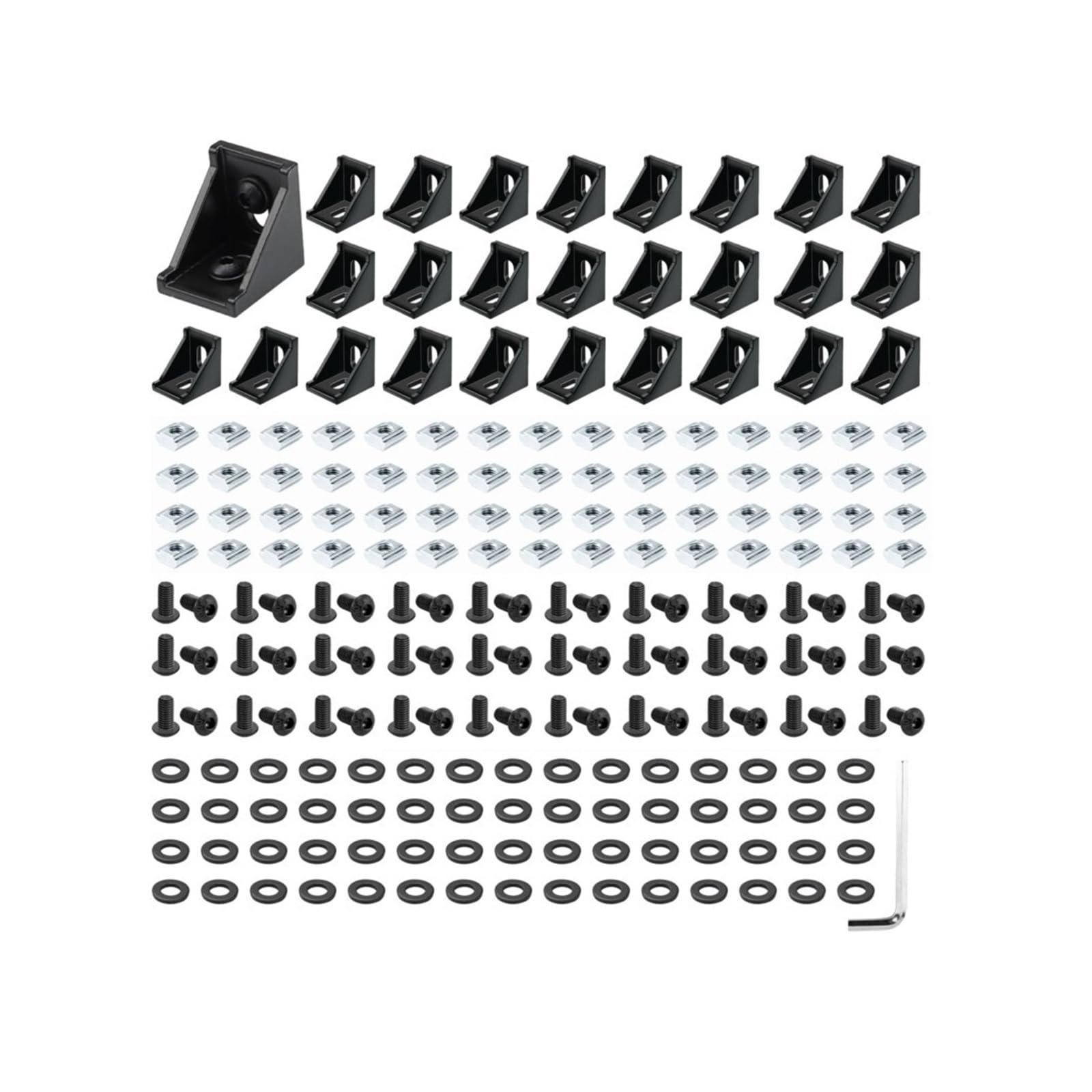 Hhb18i Silver 4040 Jm-30Set 30 Set 2020 Series Aluminum Extrusion Profile Connector 30Pcs 2028 Corner Bracket 60Pcs Nuts/Screw For Rail Accessories(Silver 4040 Jm-30Set)