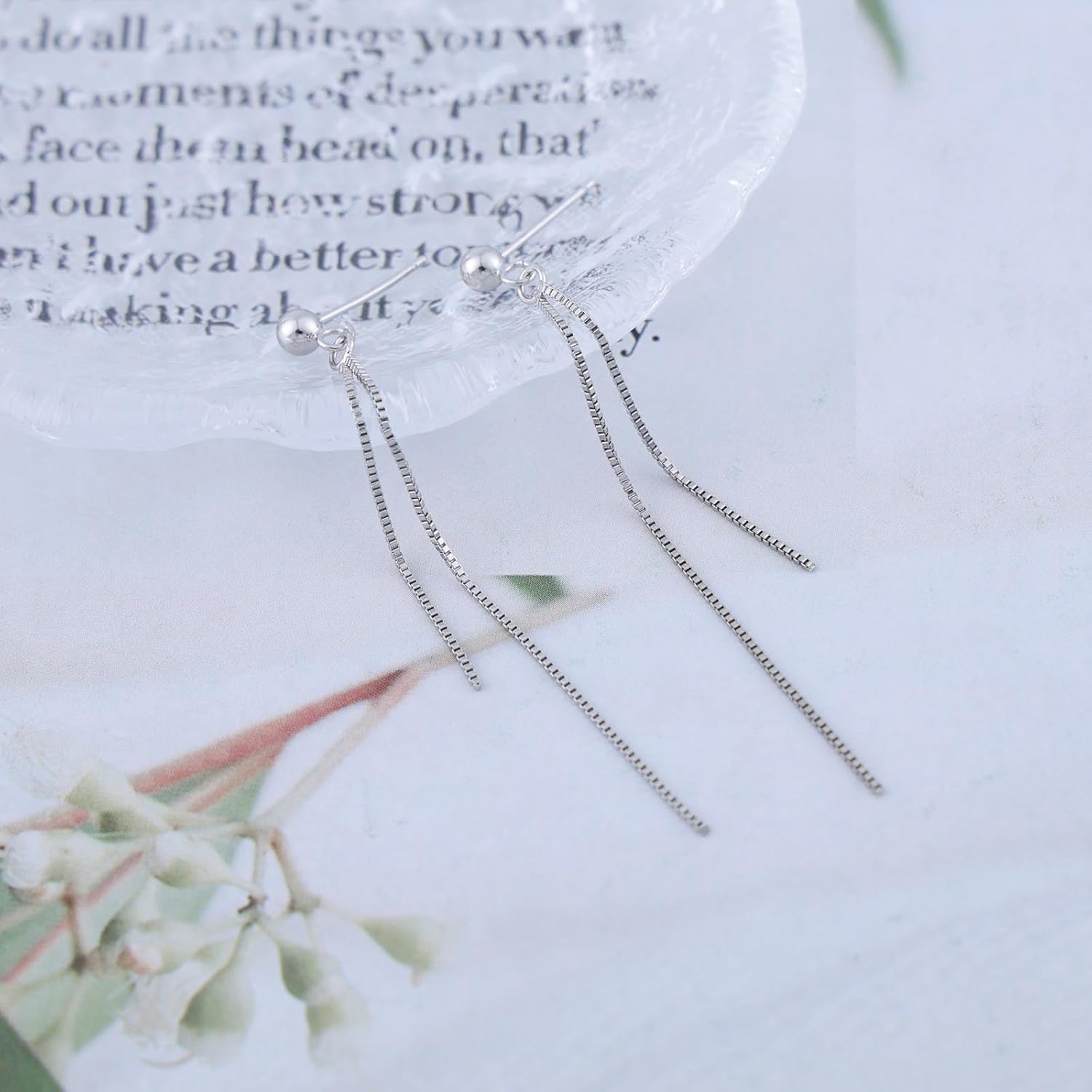 Vintage Silver Tassel Chain Earrings Metal Sleek Chain Drop earrings Long Chain Dangle Earrings Silver Double Fringe Chain Earrings Jewellery for Women - Image 4