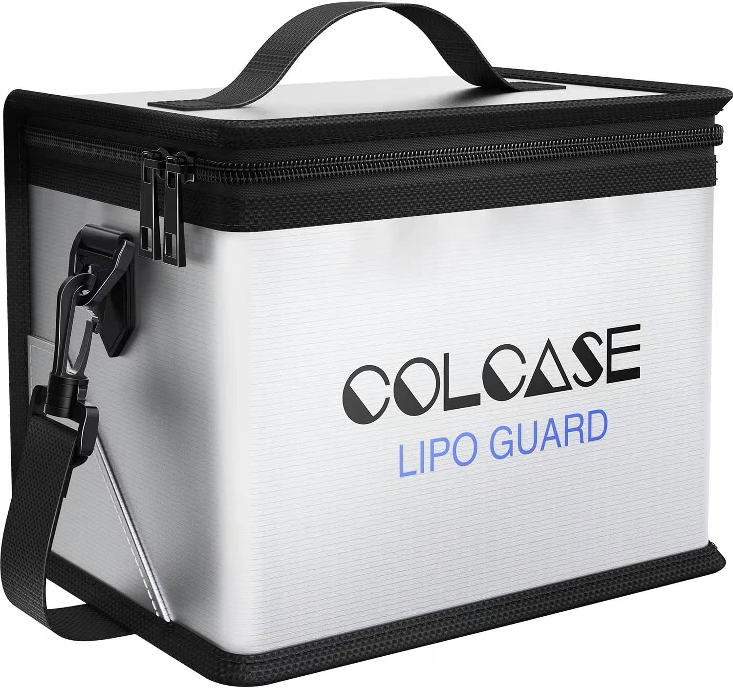 COLCASE Fireproof Explosionproof Lipo Safe Bag for Lipo Battery Storage and Charging, Large Space Highly Sturdy Double Zipper Battery Guard (8.46x5.7x6.5 in)