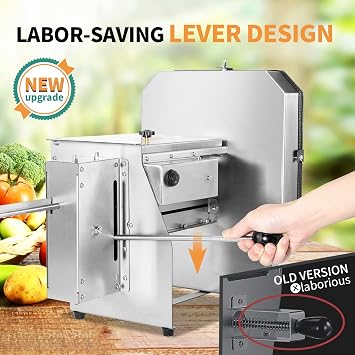 Newhai Upgraded Electric Potato Slicer Commercial Onion Sweet Potato Slicing Machine Cabbage Shredder Vegetable Fruit Cutter 0-0.4 Stainless Steel