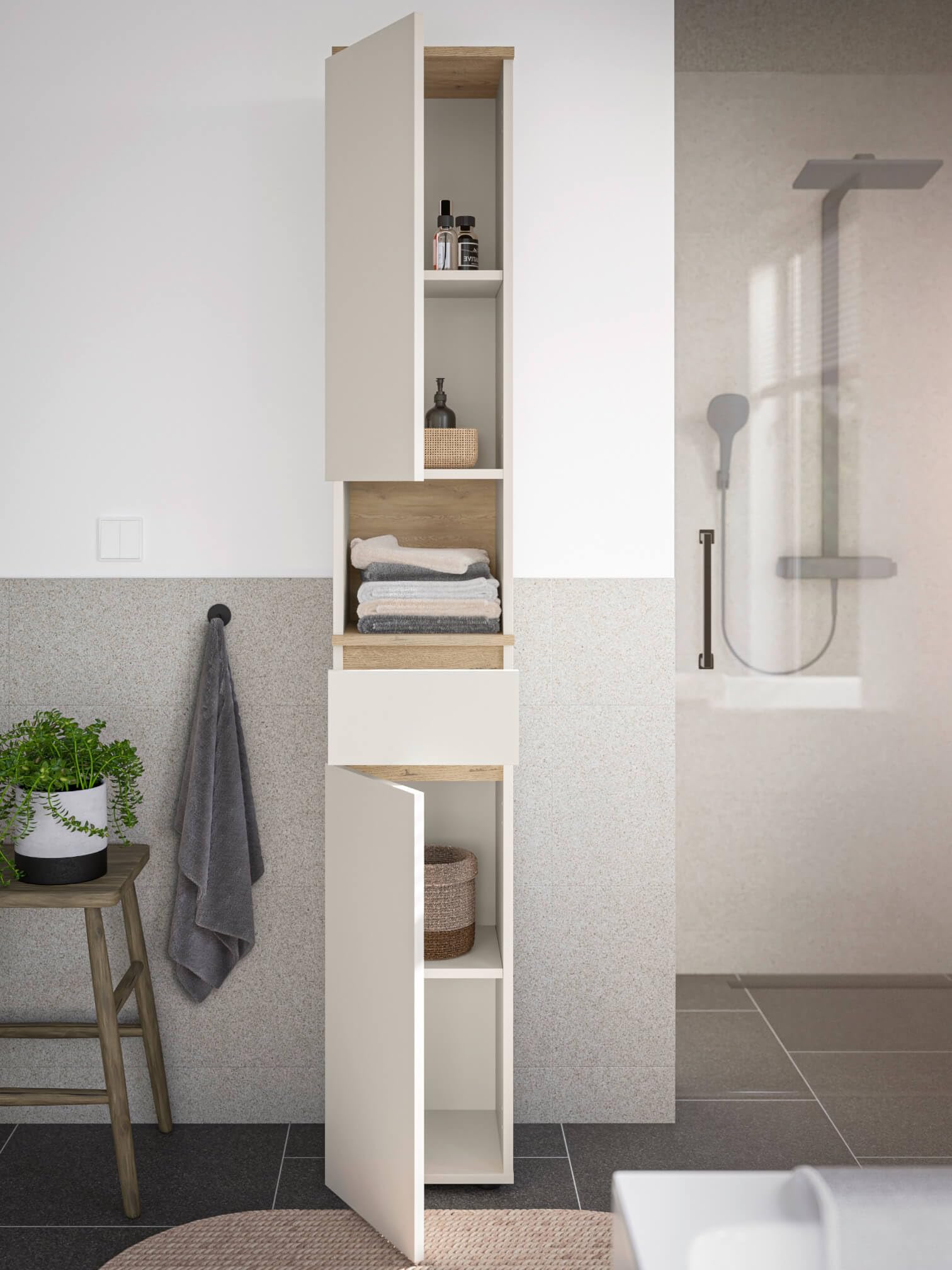 moebel-dich-auf Londres Badezimmer Hochschrank Kaschmir