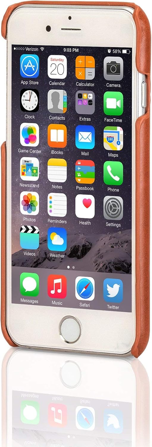 iPhone 6 / 6s Leather Case Back Cover Brown - KANVASA One Ultra Thin Case for iPhone 6 / 6s (4.7 inch) - Luxury Pouch Made from Real Genuine Leather - Optimal Protection & Premium Leather