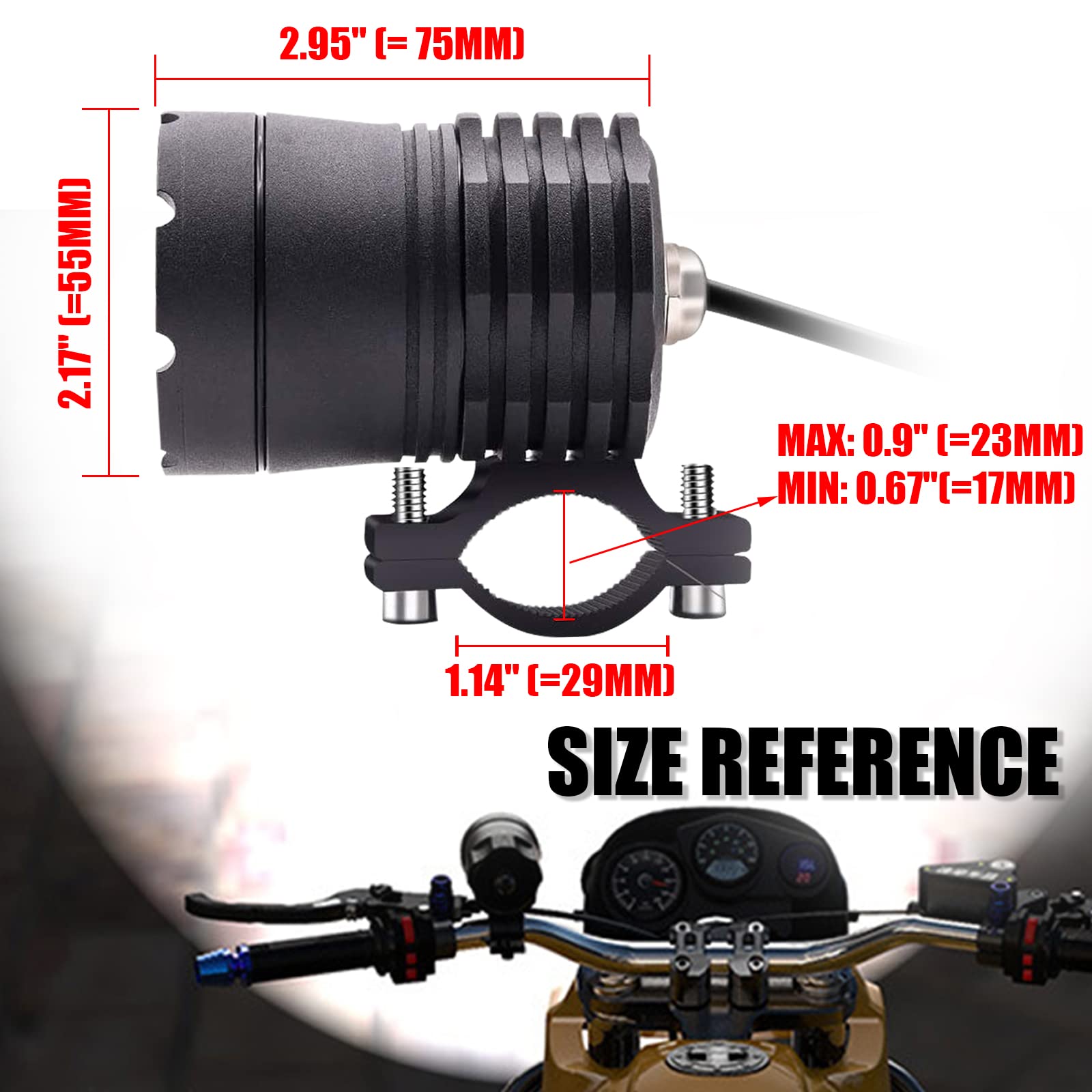 Motorcycle Driving Lights 12-60V 40W 3600LM LED Fog Lights for ATV UTV Bike Car Truck Boat Forklift Waterproof LED Spotlights with 6 Light Beads High Low Strobe Beam Switch Universal (Black 2)