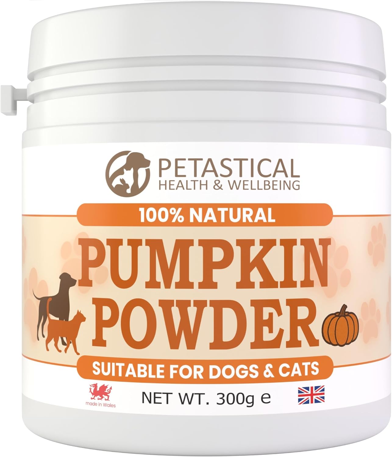 Pumpkin Powder for Dogs & Cats, 100% Natural Fibre Food Topper and Tasty Treat Rich in Prebiotics for Digestive Gut Health, Loose Stools, Made in UK (300g)