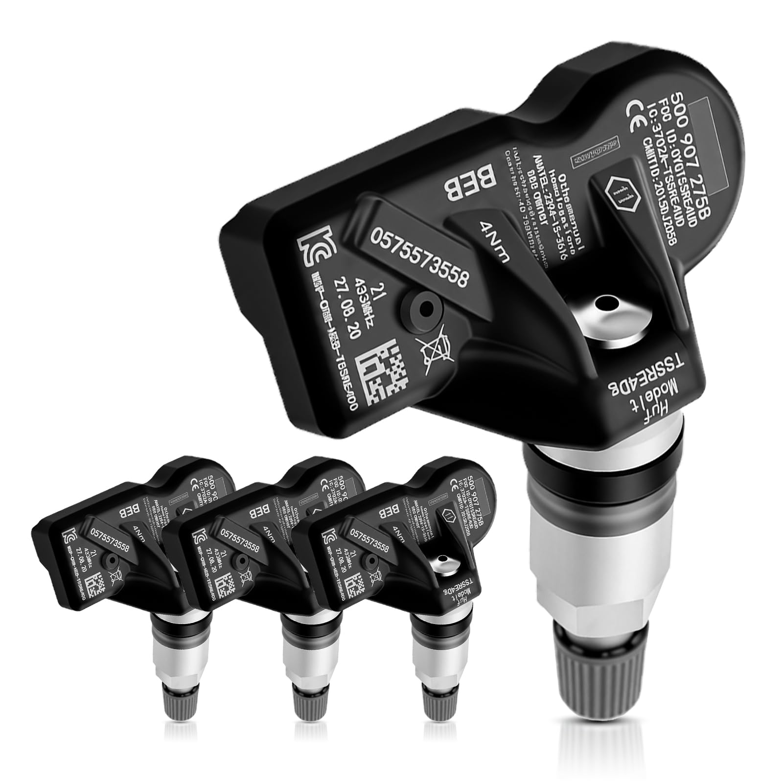 Tire Pressure Sensor TPMS Compatible with AUD-i A3/A6/A7/A8/TT/Q3/Q5/Q7/RS3/RS4/RS5,VW Passat/Beetle/Touareg/Tiguan/Golf,Porsch-e 718/911/Boxter4/Cayenne/GT3 5Q0907275B (Pack of 4)