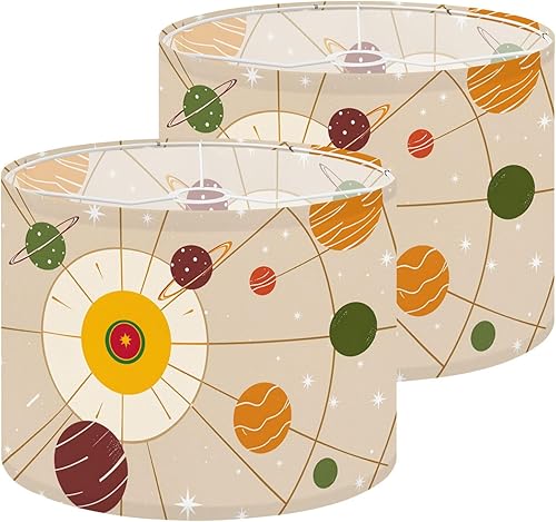 Miniatura 21 de Lamp Shades Set of 2 mid century retro 70s vintage Drum lampshades for Floor Lamps Table Lamps Pendant Light 11"x8.9" Replacement Large Lampshade