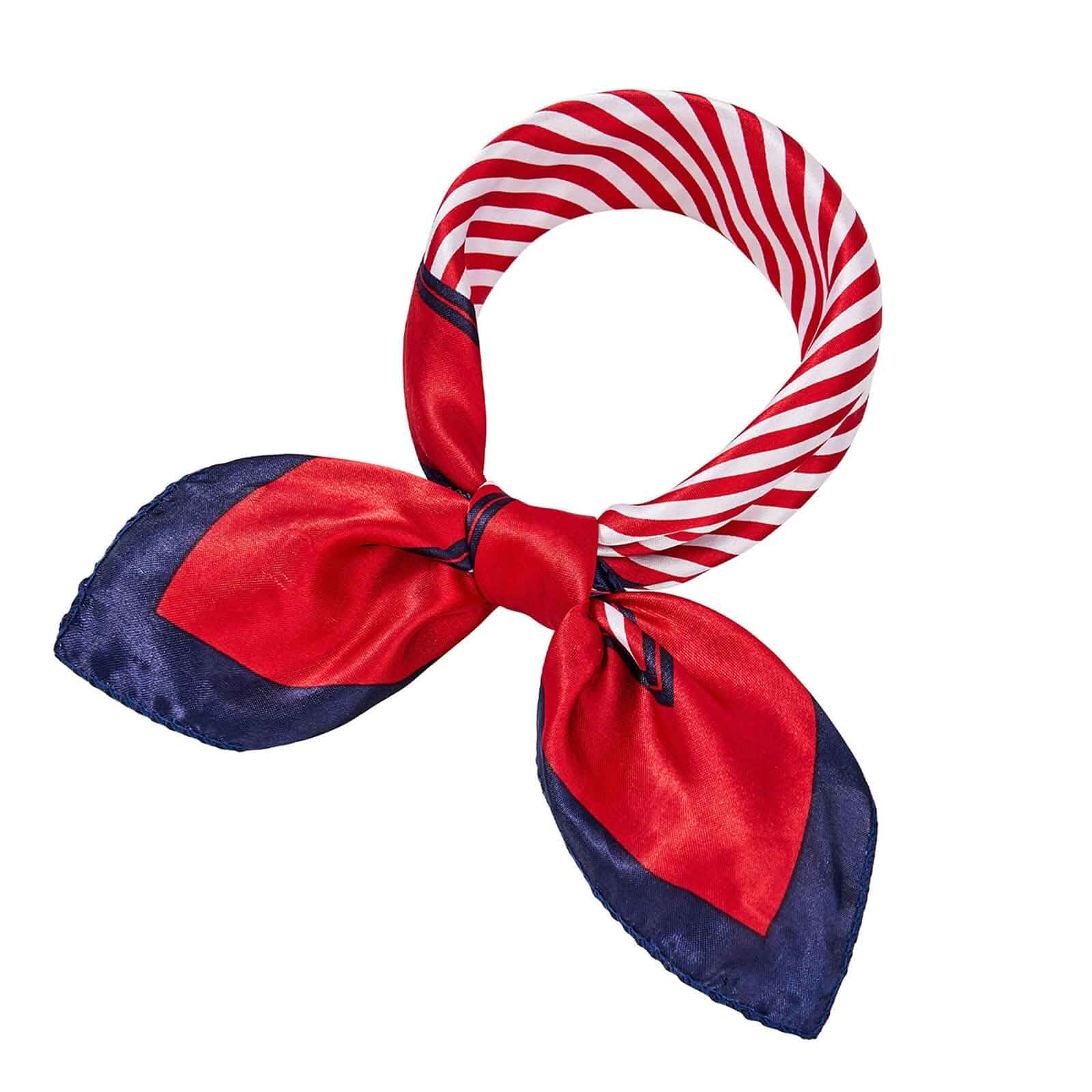 American Trends Sailor Scarf Flight Attendant Neck Scarf,Red White And Blue Bandana For Women,Yacht Rock Party Accessories Striped