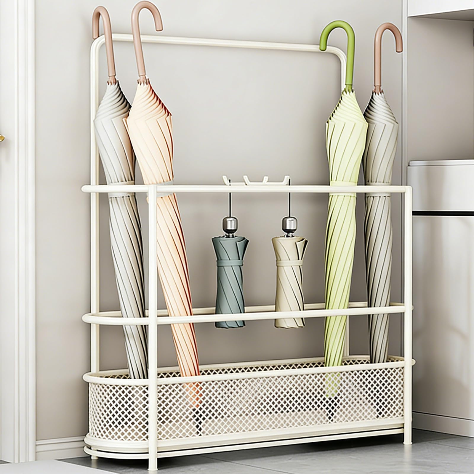 Porte-parapluie avec bac de récupération d'eau pour entrée de bureau et maison