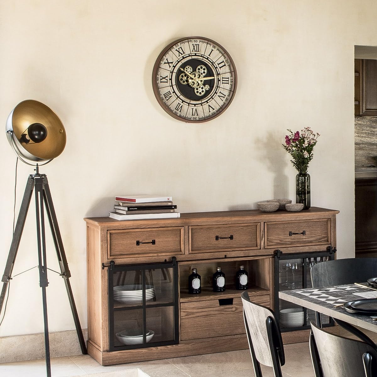 ATMOSPHERA CREATEUR D'INTERIEUR Wanduhr Stella – Metall, Durchmesser 57 cm – Atmosphäre für den Innenbereich
