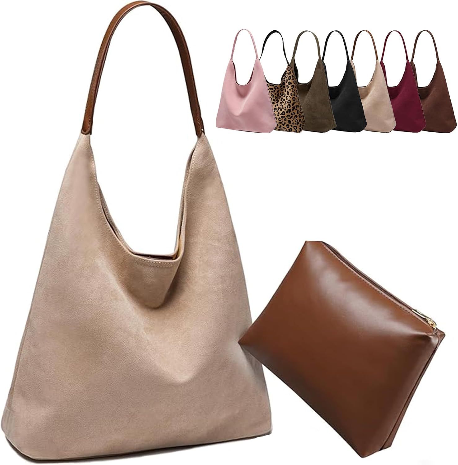Large Work Tote Bags for Women, 2025 Boho Slouchy Suede Purses Handbags