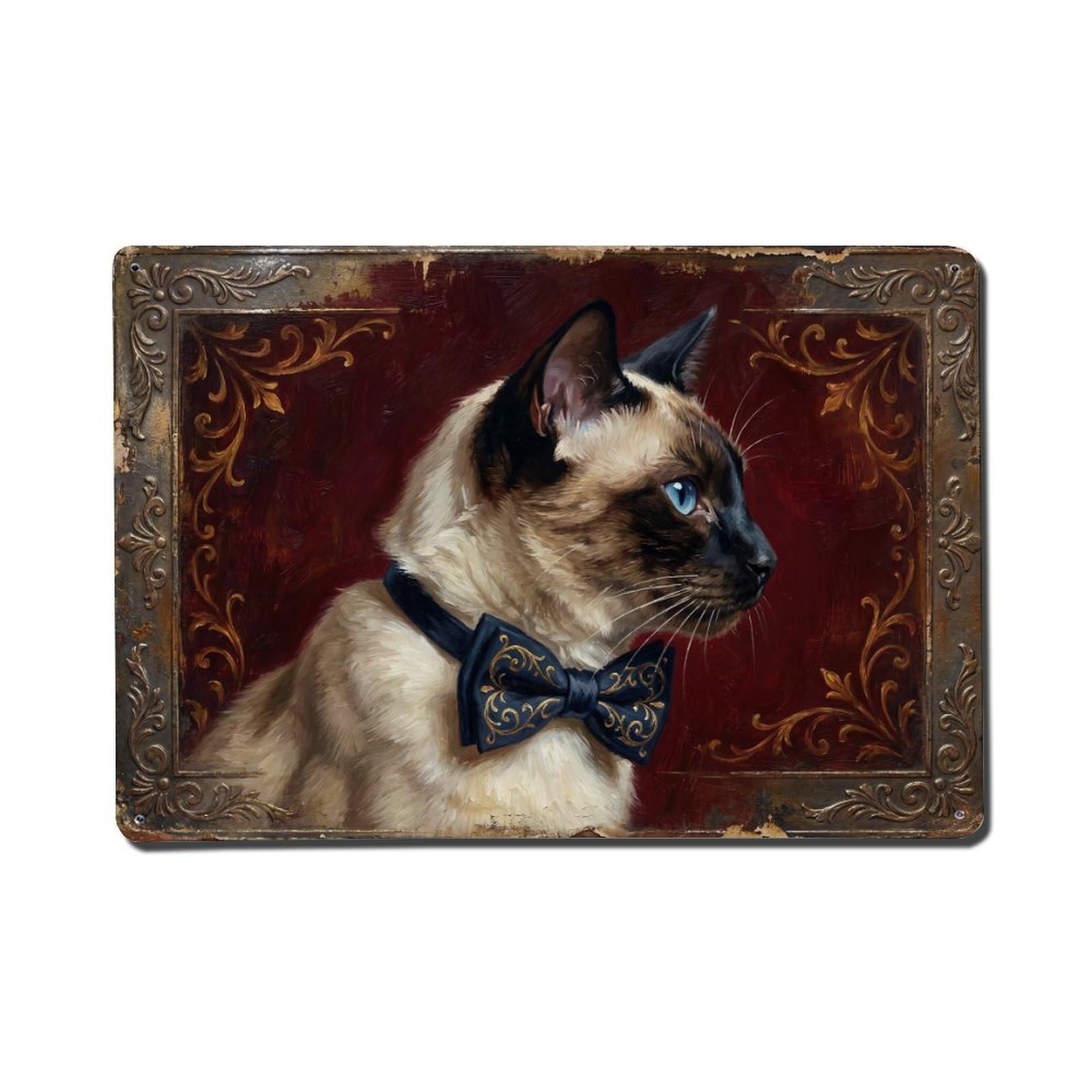 Siamese Sophisticated Lounge Pet Metal Tin Sign Plaque Wall Decor for Cafe, Club Bar, Office, Home Garden Metal Poster 8x12Inch