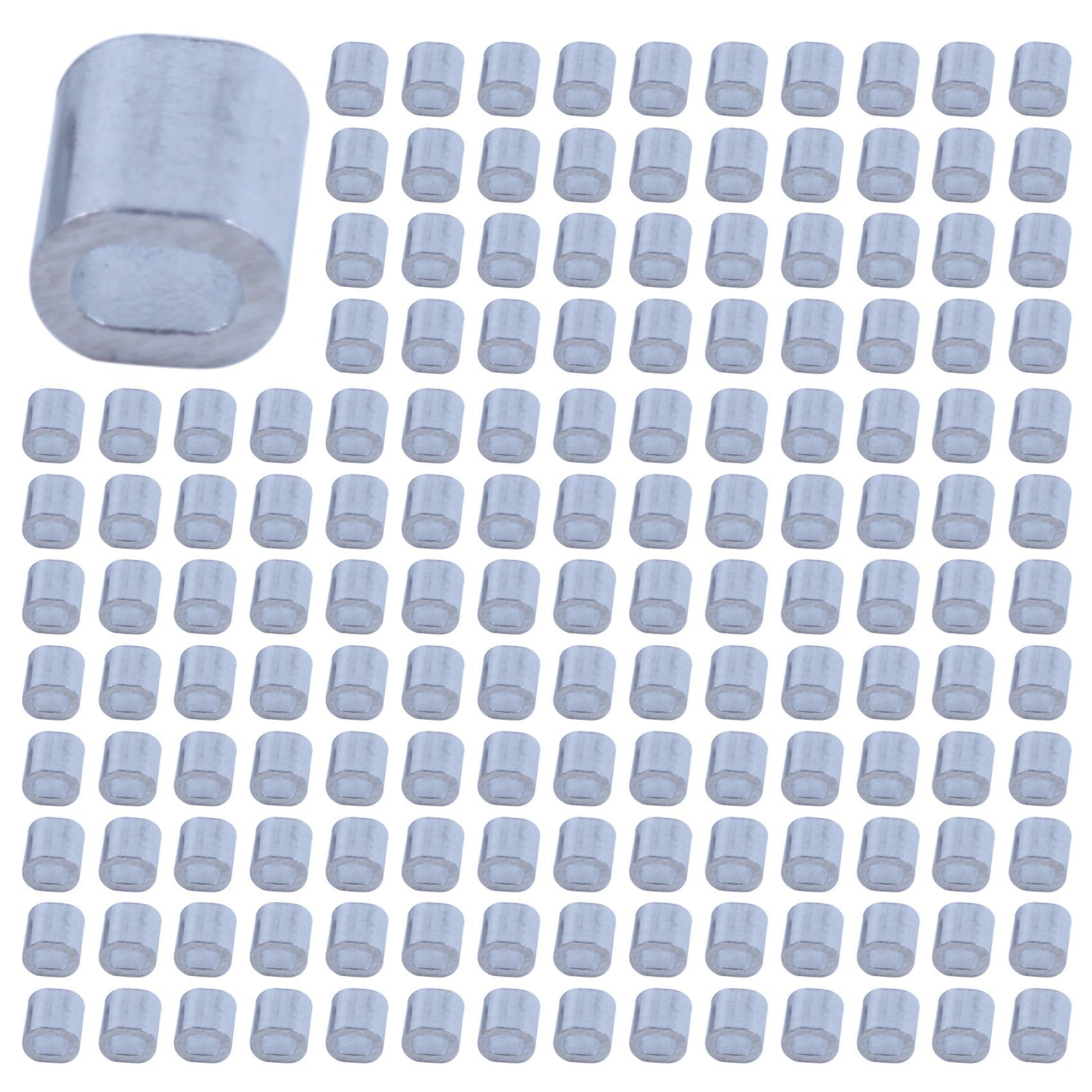 Jnchdghwa 2000 Pcs 1mm Steel Wire Rope Aluminum Ferrules Sleeves Silver Tone