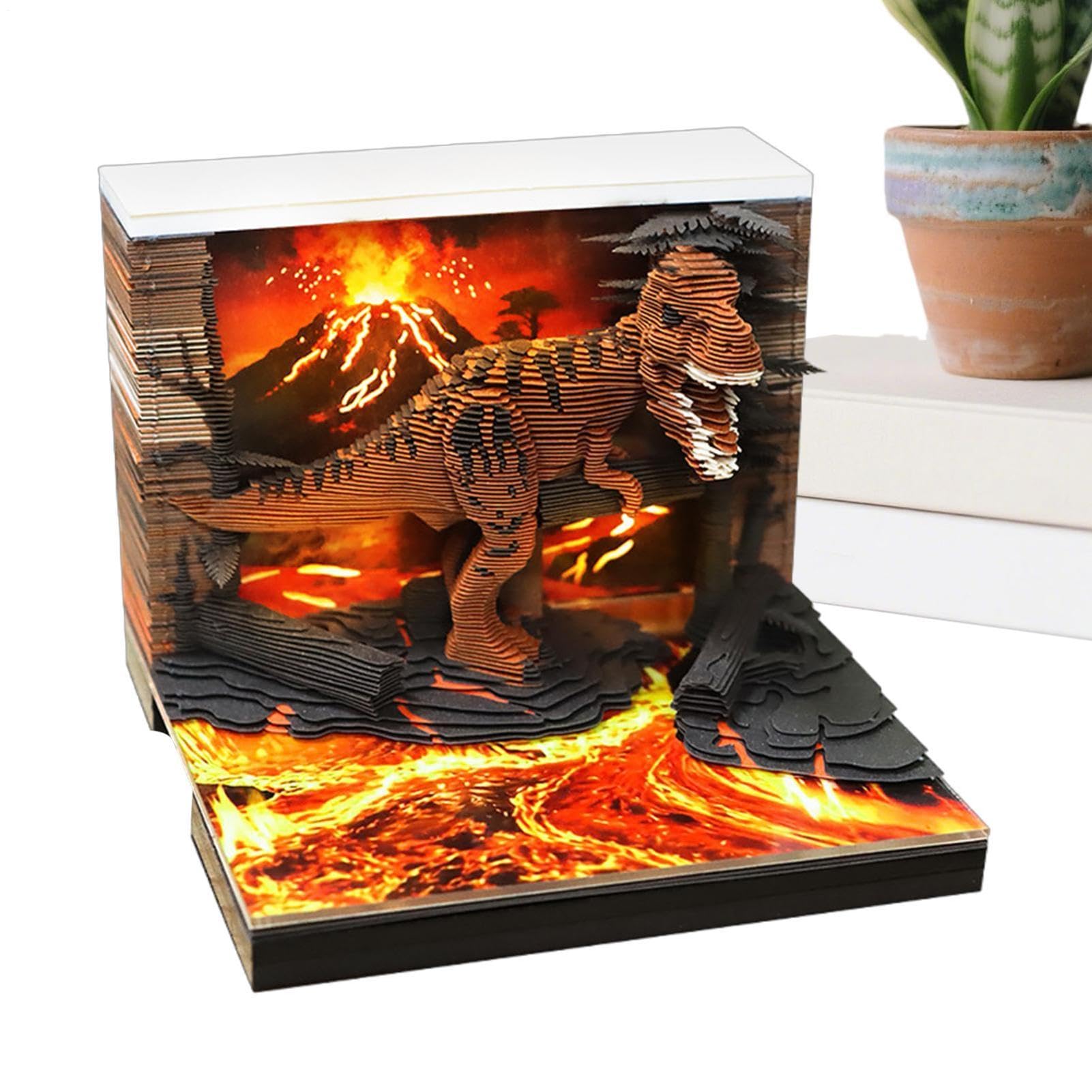 3D Tischkalender 2027 Abreißbarer Papierschnittkunst-Dinosaurier-Notizblock | Schreibtischkalender Für Das Jahr 2027 Als Dekoration Im Schul- Und Bürobereich Und Zum Tracking Von Gewohnheiten