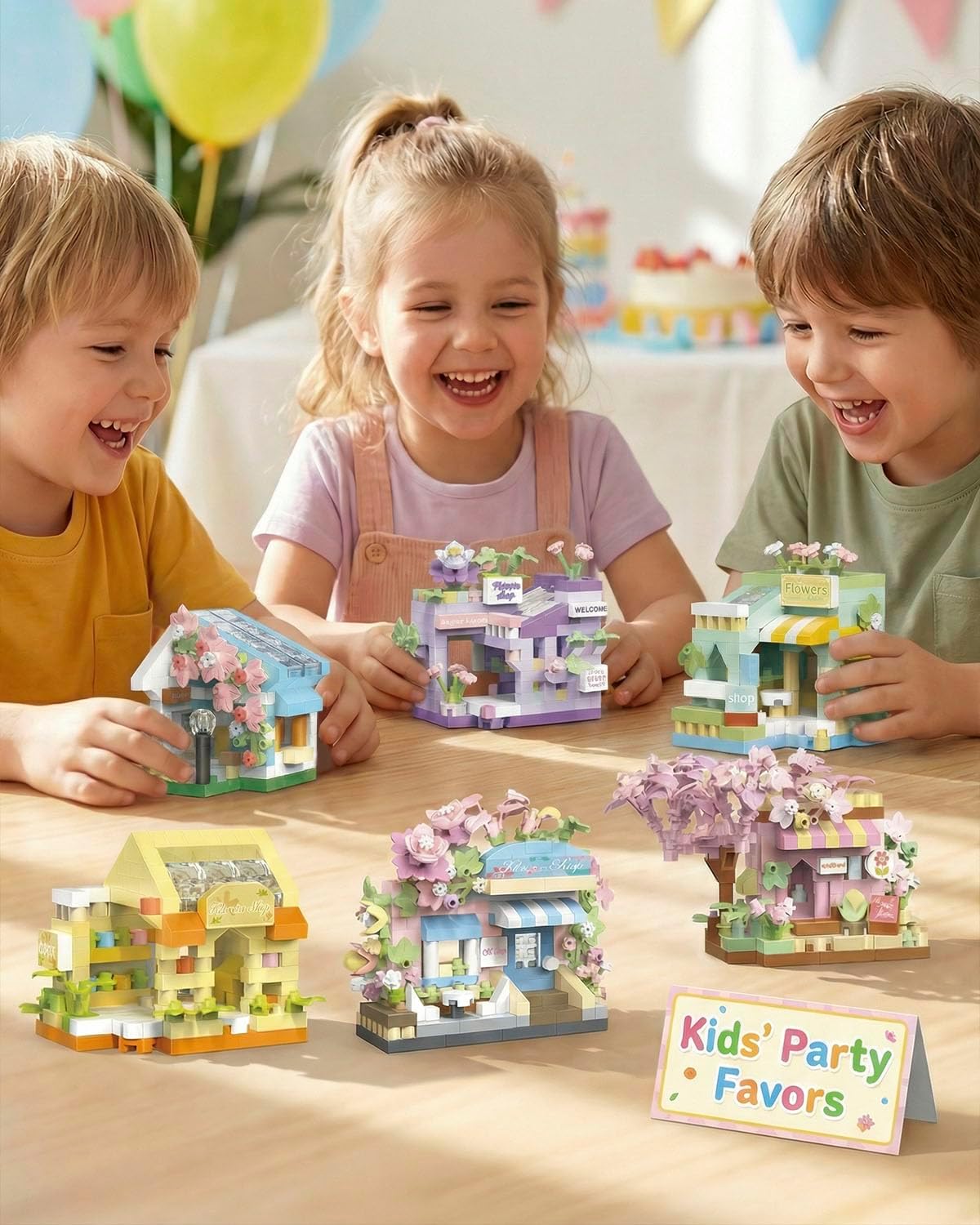 QISHOUTING 6 Packs Mini Flower Shops Building Set, 1165PCS-Party Favors for Kids, Creative Botanical Collection Garden Playset Micro Building Toy, Home Decor and Office Art Gift Women, Mom, Girls