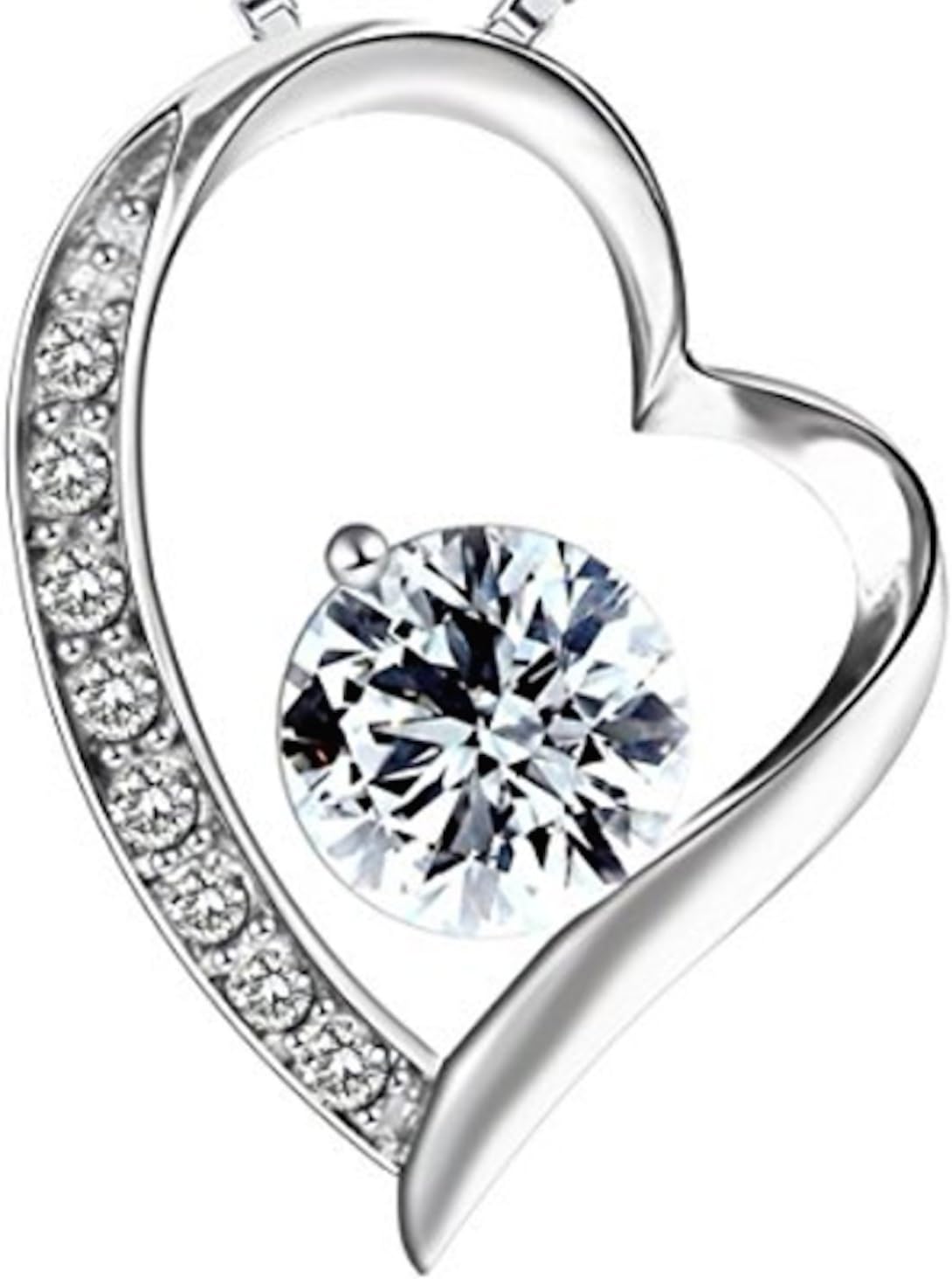 Diamond in Heart Sterling silver Beautiful Fashion Neckless for her as an excellent gift