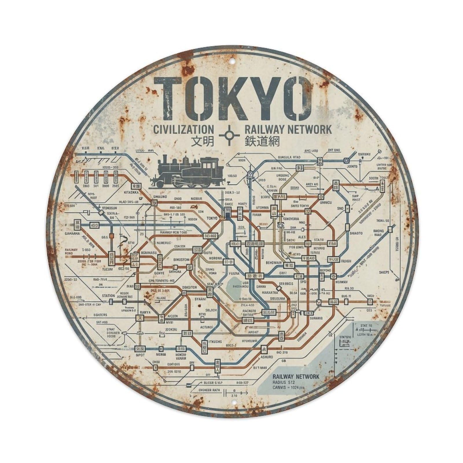 Vintage Travel Tokyo Japan Civilization Vintage Metal Tin Sign Plaque Wall Decor for Cafe, Club Bar, Office, Garden Metal Poster 8x8Inch
