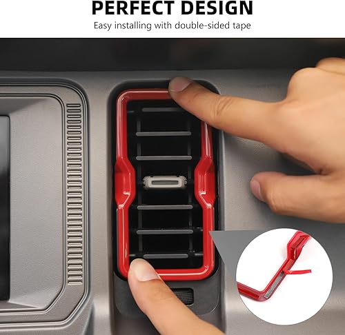 Vista 17 de Bronco - Cubierta de anillo de ventilación de salida de aire acondicionado, 4 piezas de cubierta de anillo de ventilación de CA para consola central