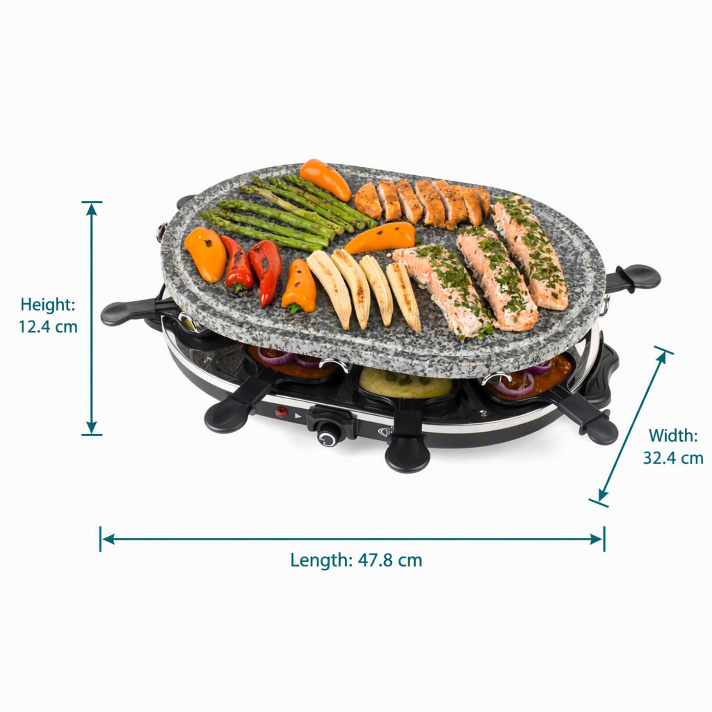 Giles & Posner Grill raclette de Mesa 1200 W con Placa de Piedra