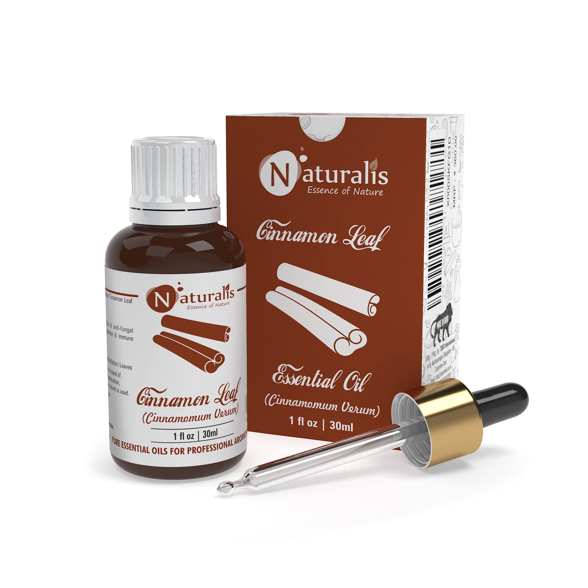 Naturalis Cinnamon Oil - Organic Cinnamon Essential Oil for Aromatherapy, Skin Care & Hair Growth - Therapeutic Grade Natural Oil for Relaxation & Wellness - 30ml