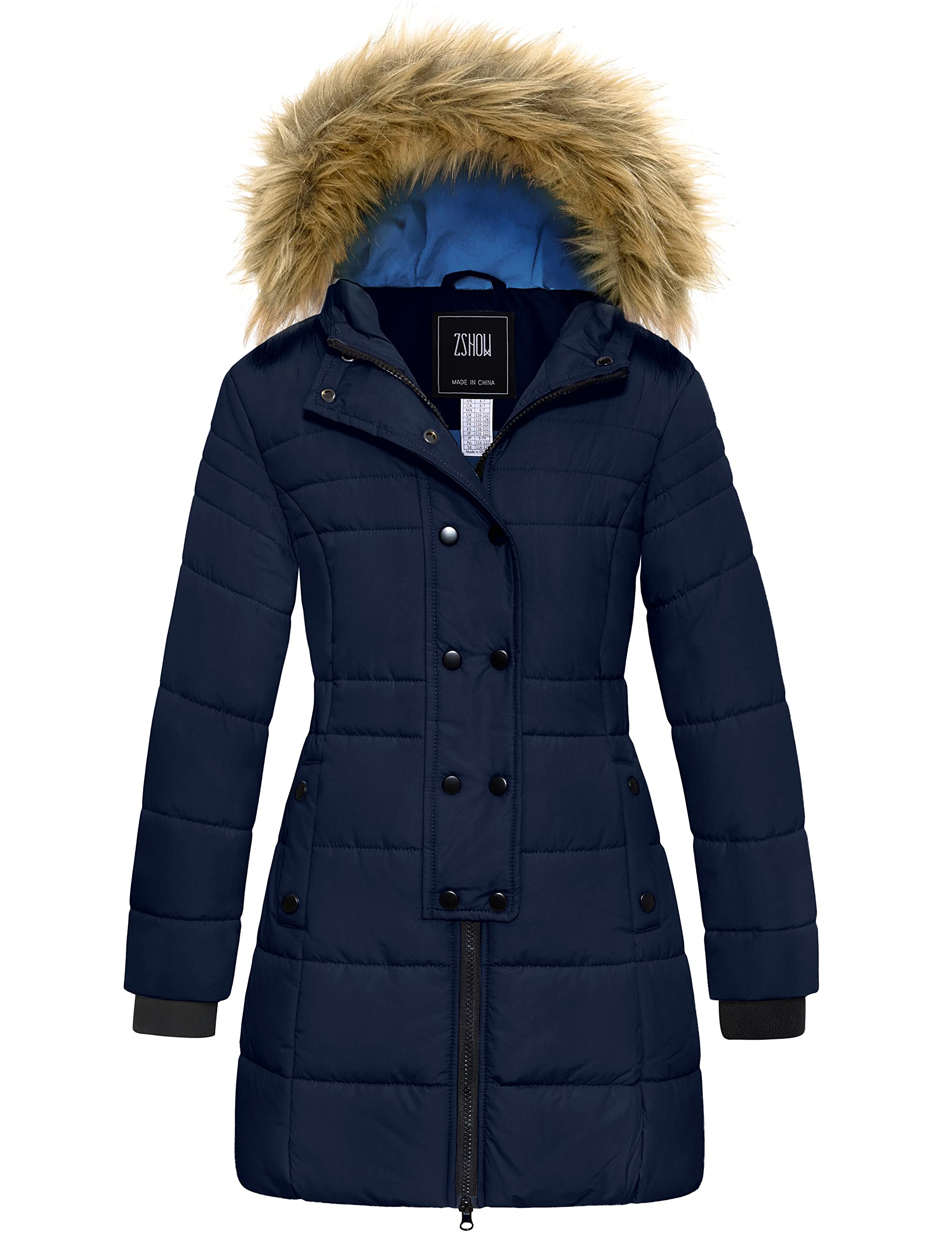 ZSHOW Girls' Long Winter Coat Waterproof Warm Puffer Jacket Hooded Parka