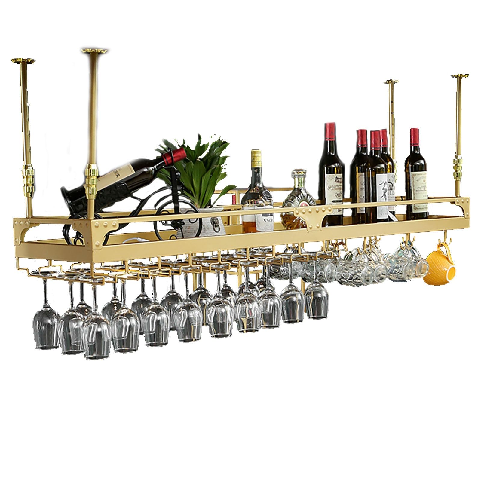 Support à vin monté au plafond pour ranger vos verres à pied sans encombrer la cuisine
