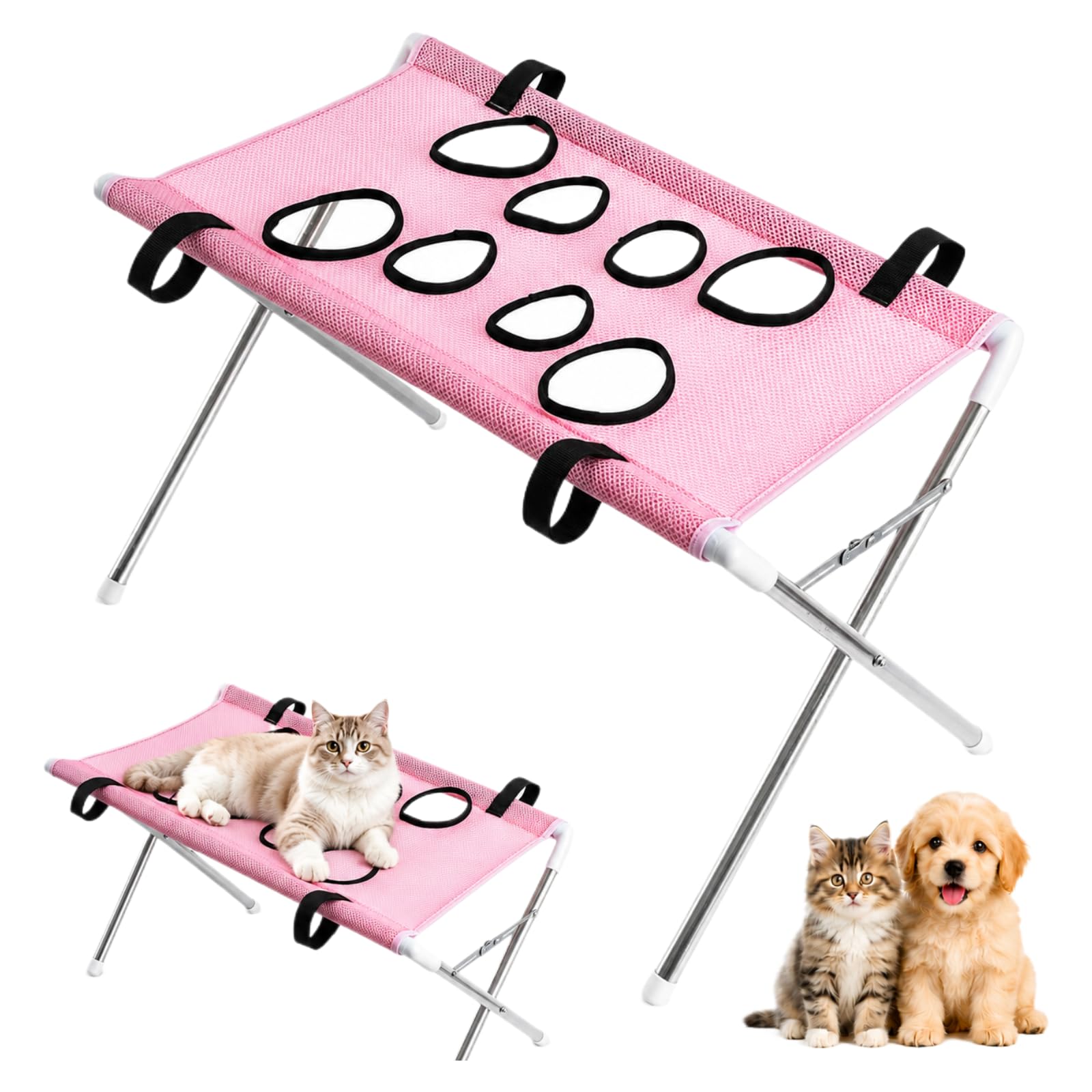 Dog Grooming Hammock Stand, Foldable Dog Bath Holder Sling Shower Chair