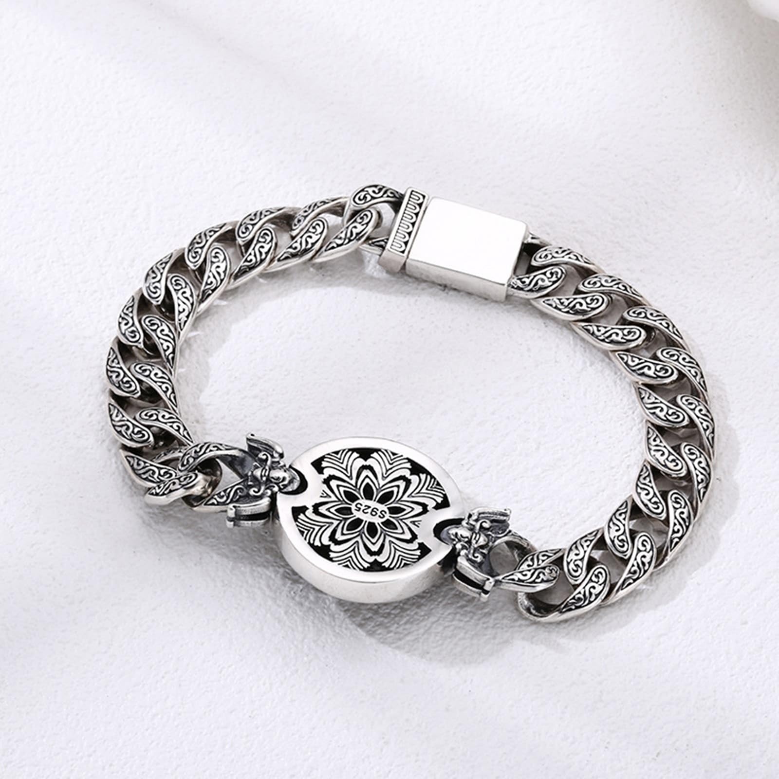 Pulsera para hombre de plata de ley S925, cadena cubana