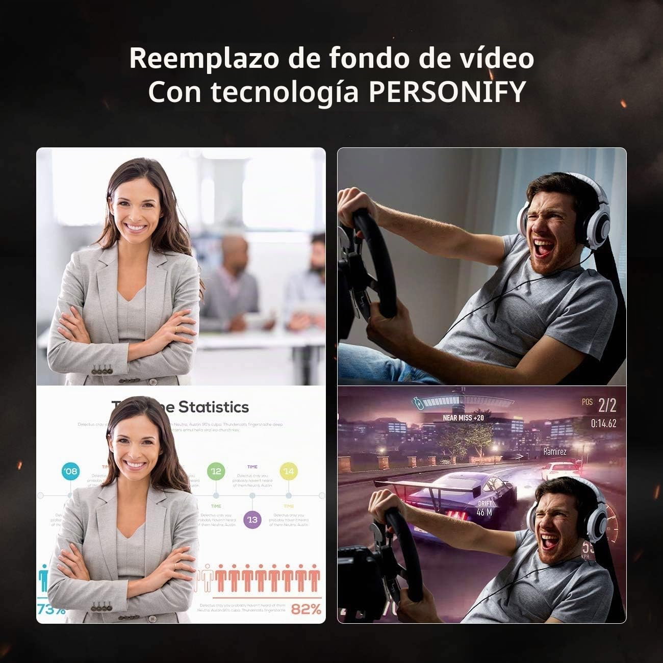 Angetube Streaming HD Webcam 1080P con luz de Anillo, 967 USB PC Cámara de Enfoque automático con micrófono Dual, cámara de Video para Mac Windows Laptop Conferencias Gaming Xbox Skype OBS Xsplit