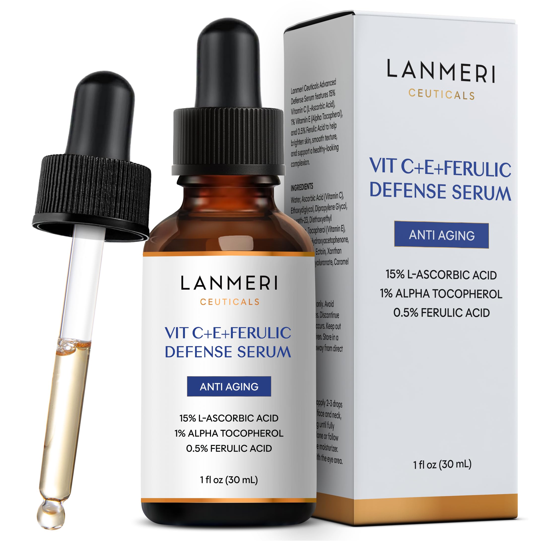 Amazon.com: Lanmeri Ceuticals 15% Vitamin C + E + Ferulic Serum