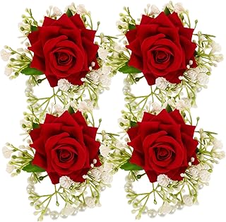 Abaodam 4 Peças Corpete De Pulso Corpete De Casamento Flor De Pulso Decorações De Casamento Suprimentos Corpete Pulseira Corpete Para Casamento Corrente De Pulso Flor De Seda Da Dama De