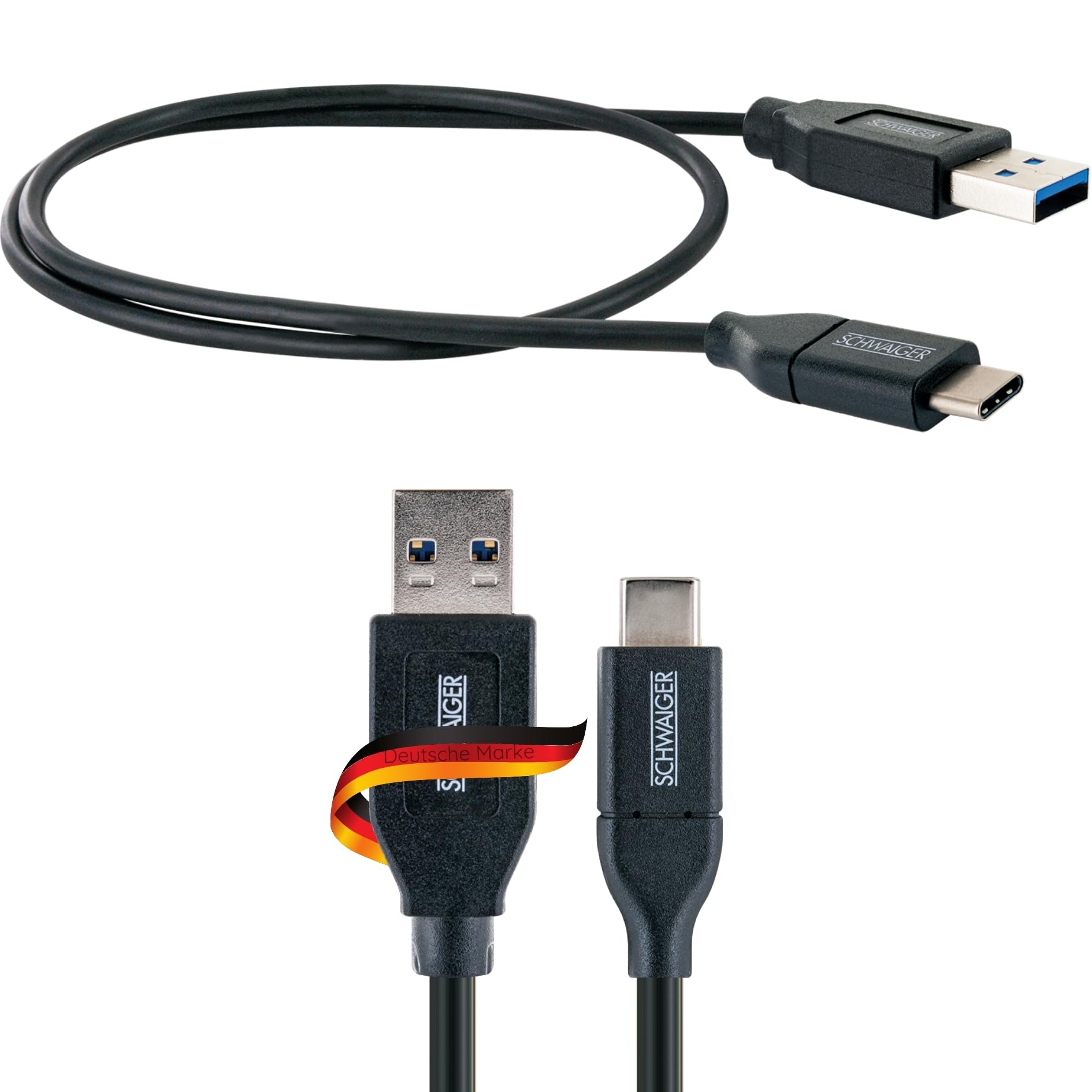 Schwaiger USB-C Ladekabel (USB-A auf USB-C) – 0,15 m, schwarz