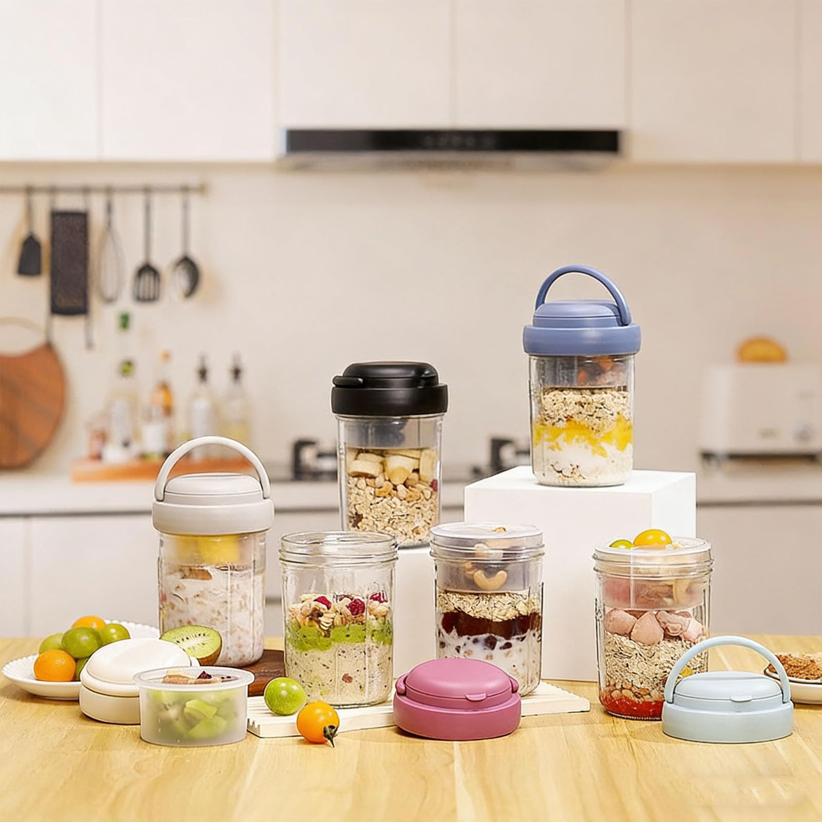 Set di 4/2 barattoli pieghevoli per cereali, noci, yogurt e snack, facili da trasportare, sicuri per le fuoriuscite, ideali per i viaggi