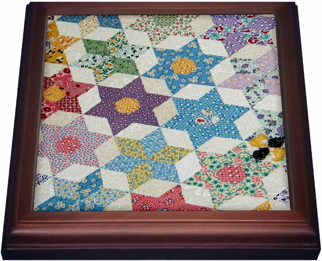 3dRose Calico Jewish Stars Trivet with Ceramic Tile, 8" by 8", Brown