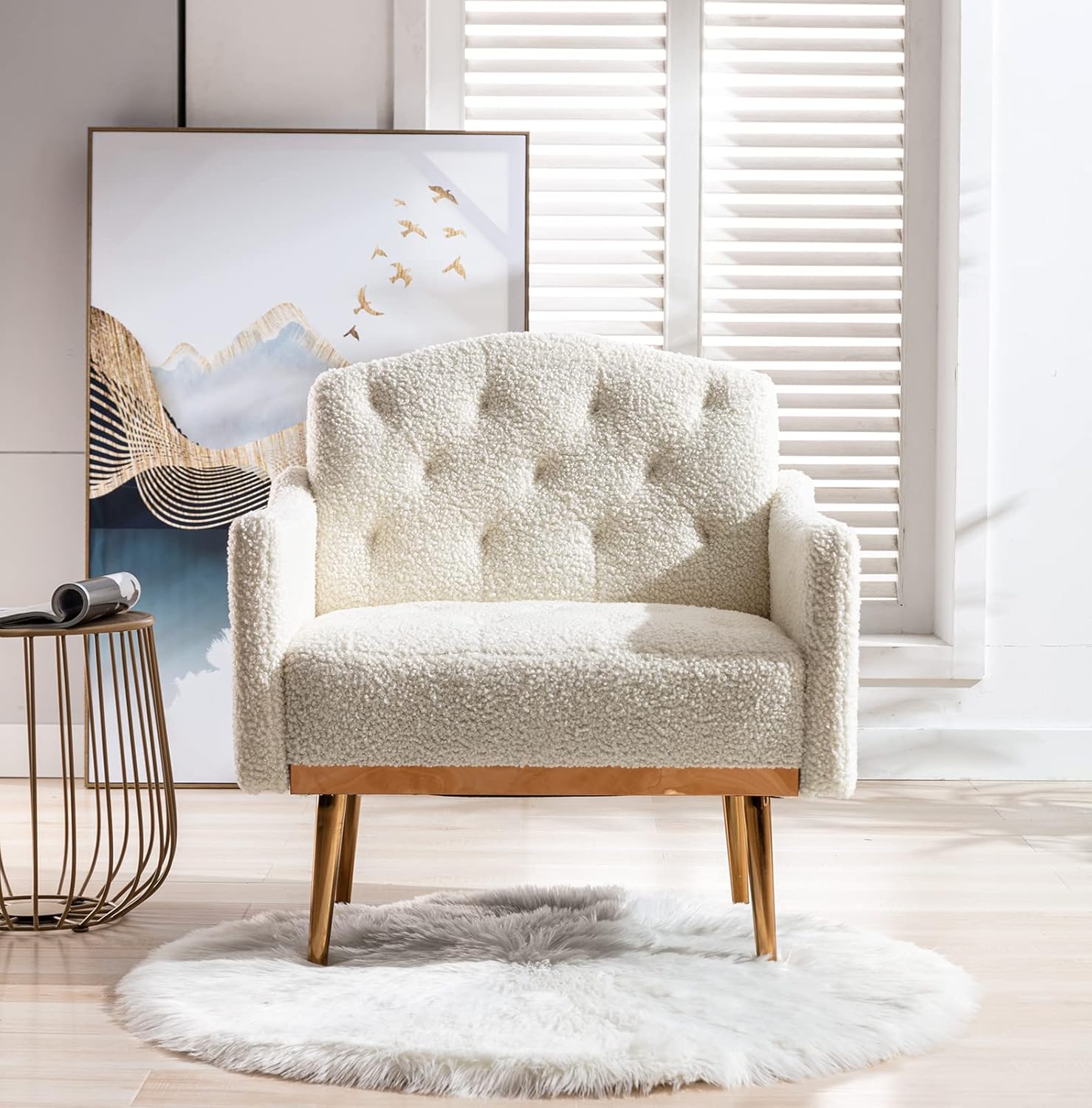 Amazon.com: Upholstered Accent Chair for Living Room, Modern Leisure ...