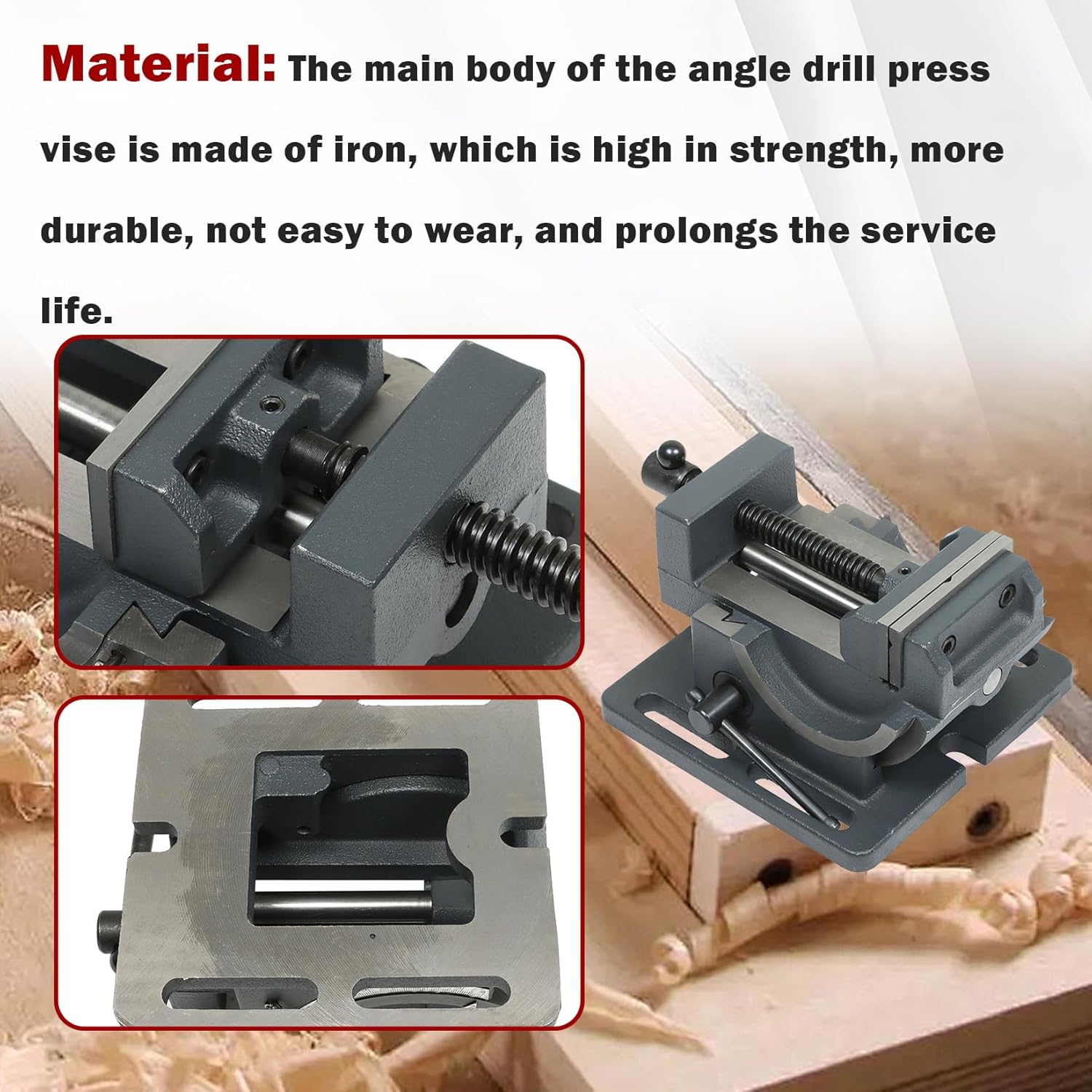 findmall 3 Inch Drill Press Vise - 0-90 Degree Tilting Angle Vise, Iron Cradle Style, Fit for Drilling Machine