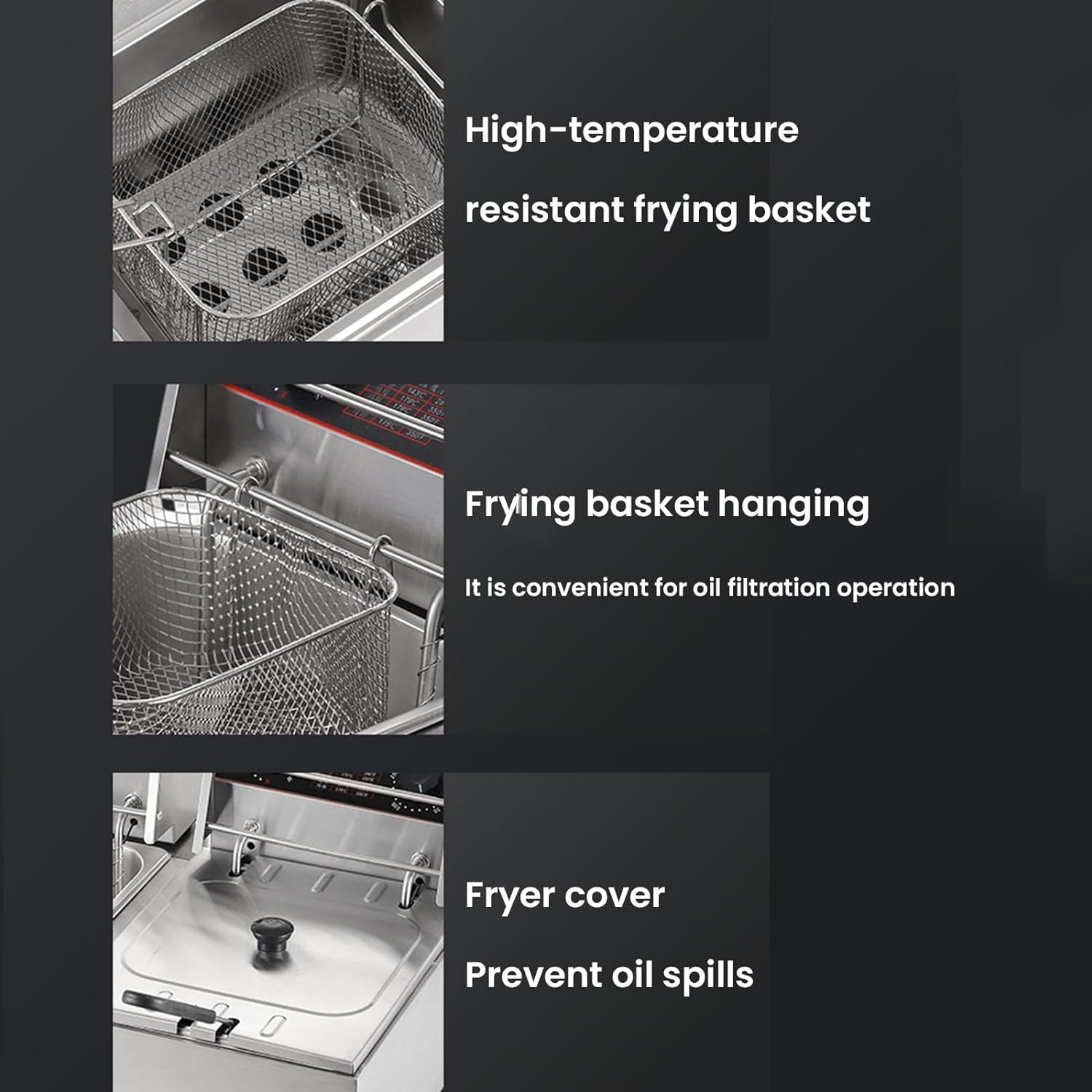 Friggitrice commerciale, friggitrice, friggitrice elettrica da banco da 2500 W con cestello rimovibile Friggitrici commerciali con controllo della temperatura Timer da 60 minuti per uso domestico e