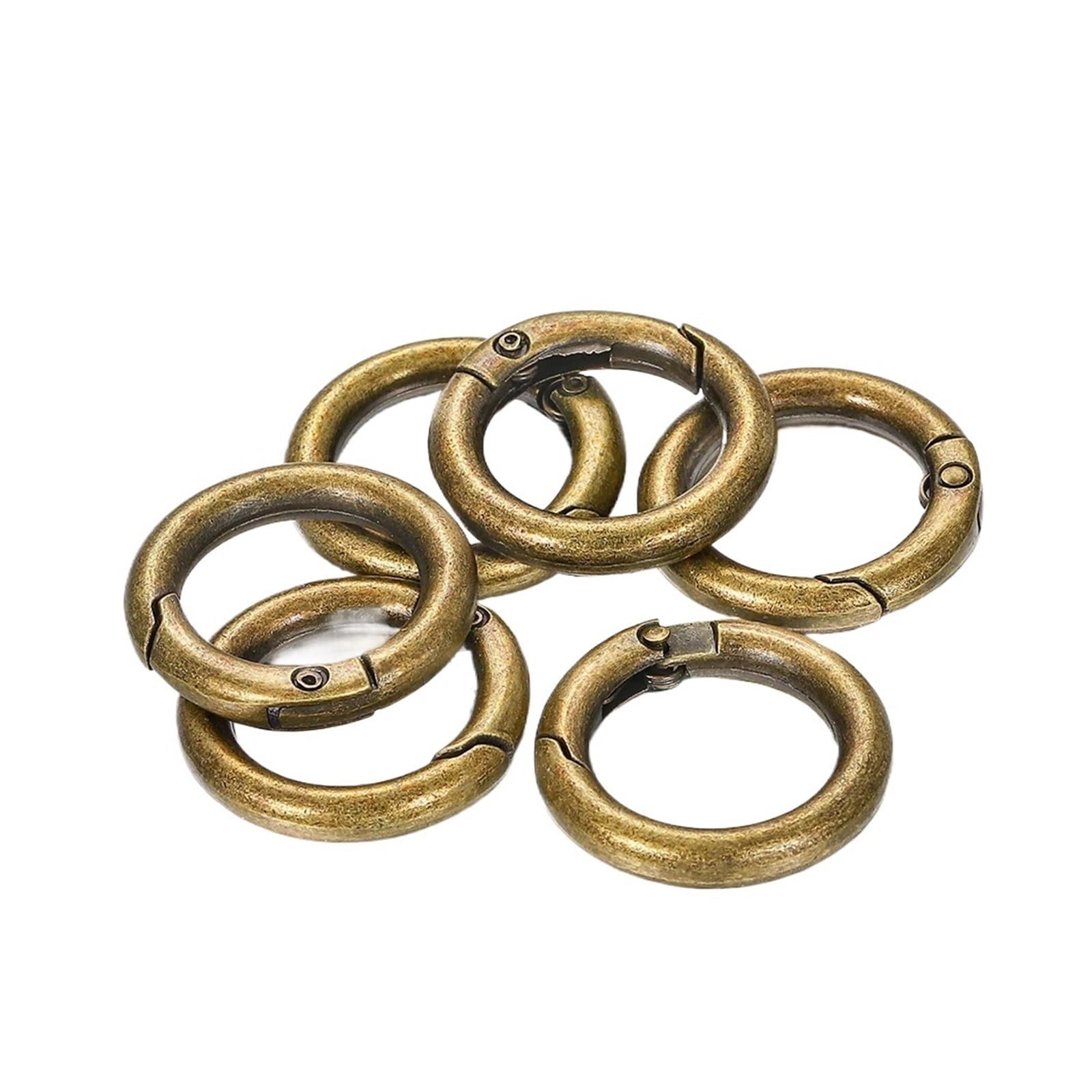Metalowe sprężyny typu O-ringi 50 szt. pierścienie O-ring zatrzaski sprężynowe otwierany karabinek brelok do toreb klipsy hak łańcuszek dla psa klamry złącza(Antique bronze,29.5mm)