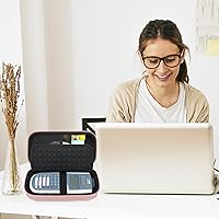 Vista 8 de Canboc Funda de transporte para calculadora científica Texas Instruments TI-30XS/TI-36X Pro MultiView, bolsa de malla para cable, baterías, Oro Rosa