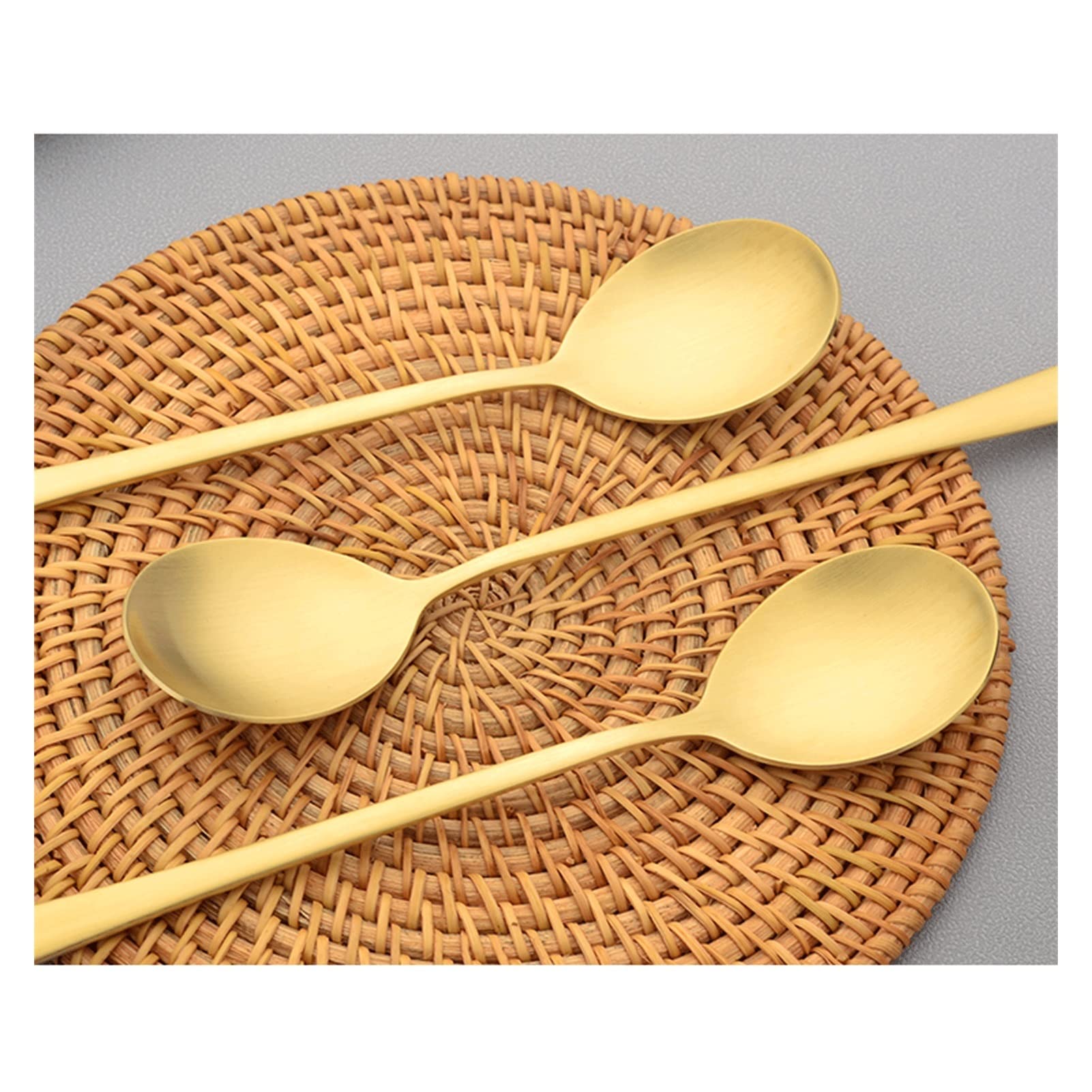 TOMYEUS Cucchiai Cinesi 3 Pacchetti Domestici in Ottone a Mano Lungo Cucchiaio glassato for pasto Principale Cucchiaio da Mangiare Alimentare Cucchiai da minestra (Color : 3 PCS)